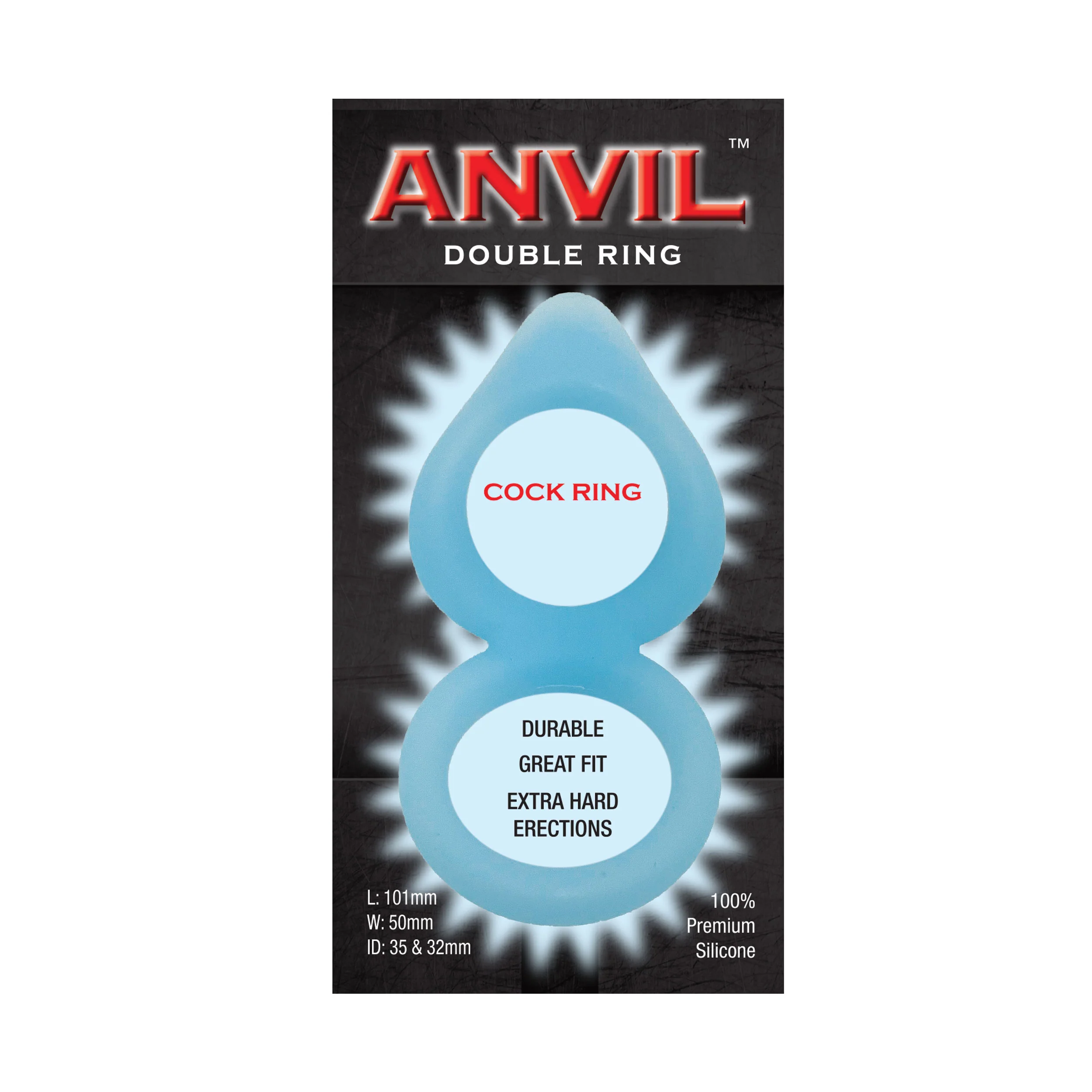Anvil Glow-in-the-Dark Blue Double Ring - Image 6