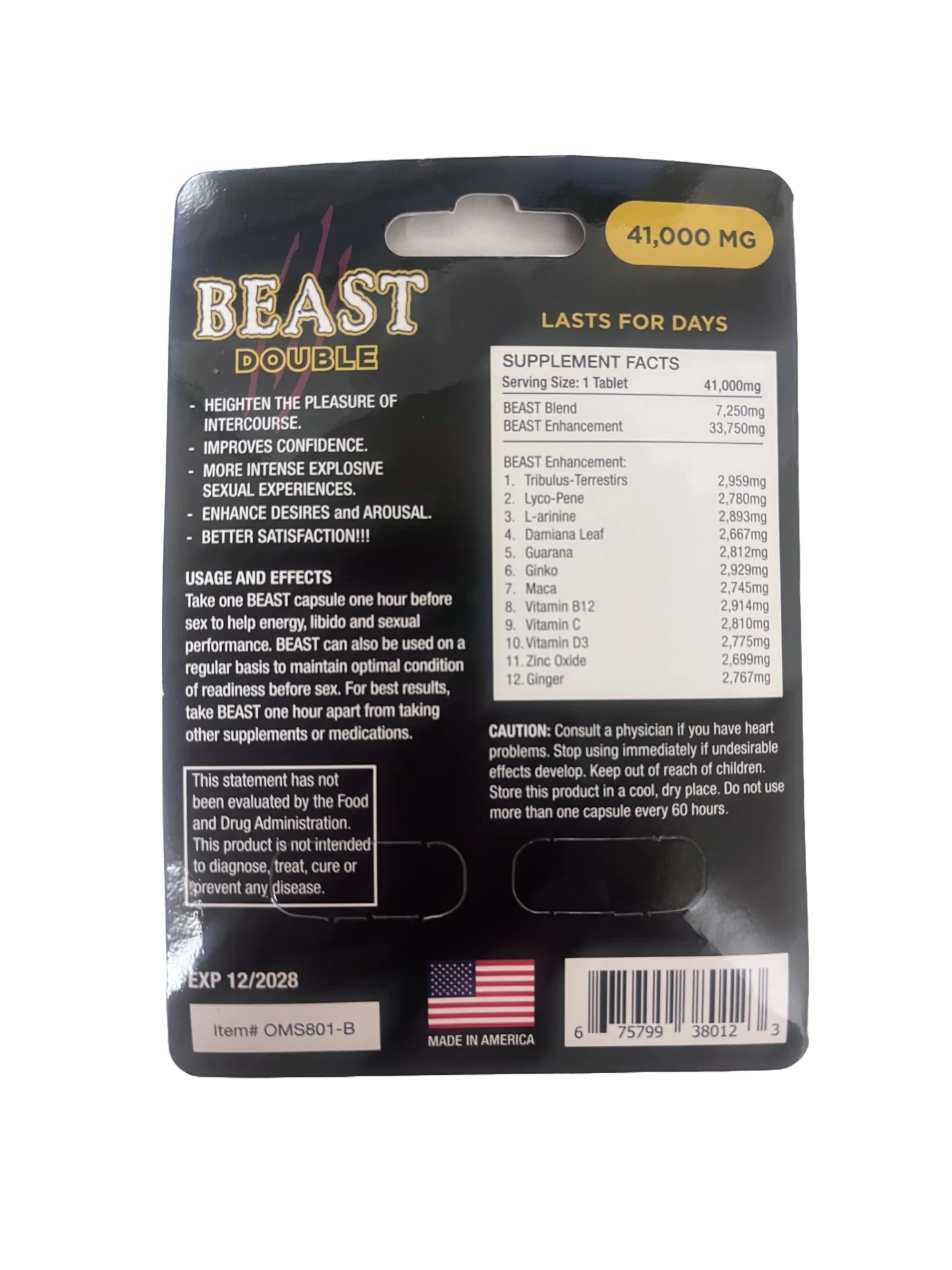 Beast Double Male Sexual Enhancement Supplement - 2 Capsules - Image 2