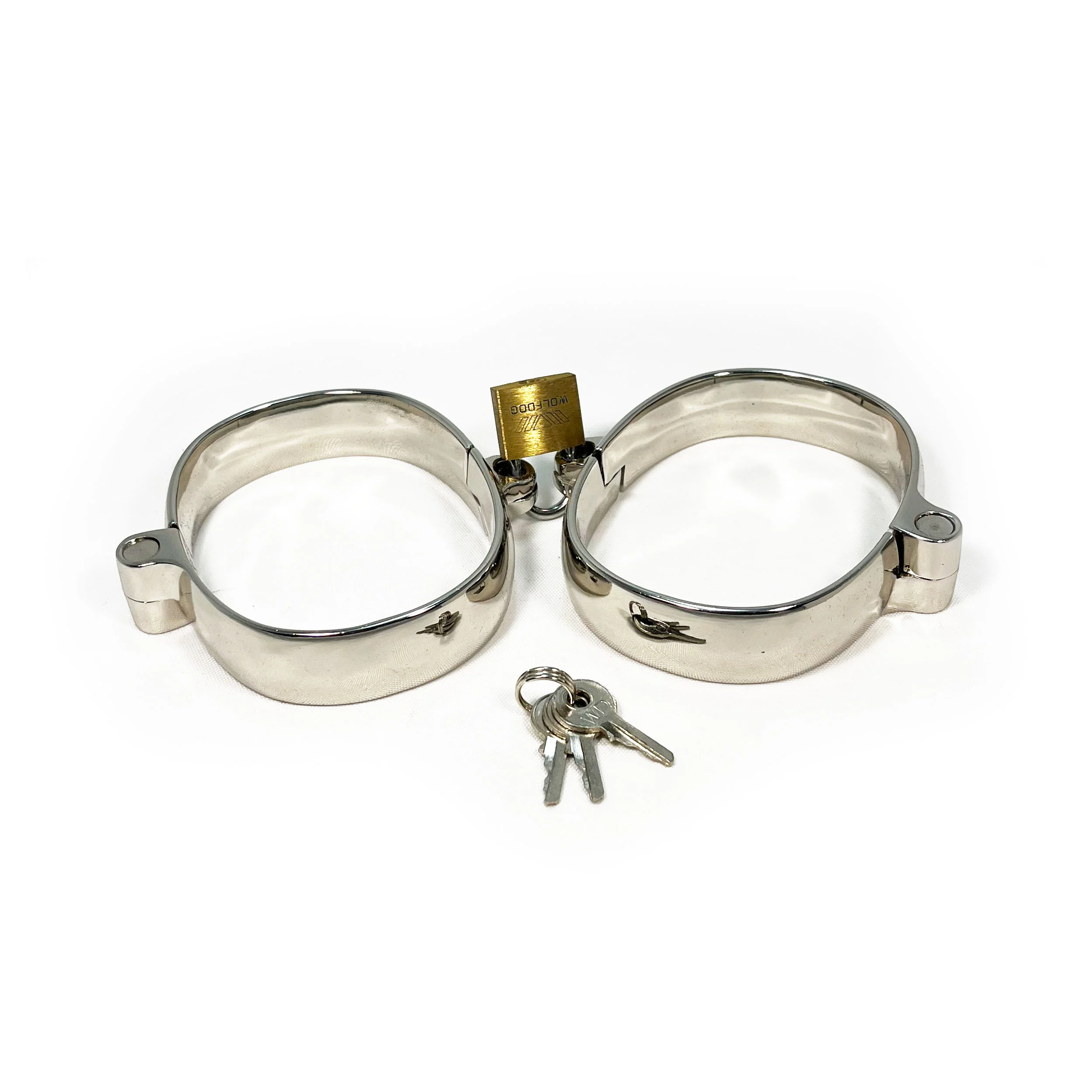 BONDAGE METAL SHACKLE LOCKABLE FEMALE WRIST RESTRAINTS FOR FETISH KINK PLAY - Large