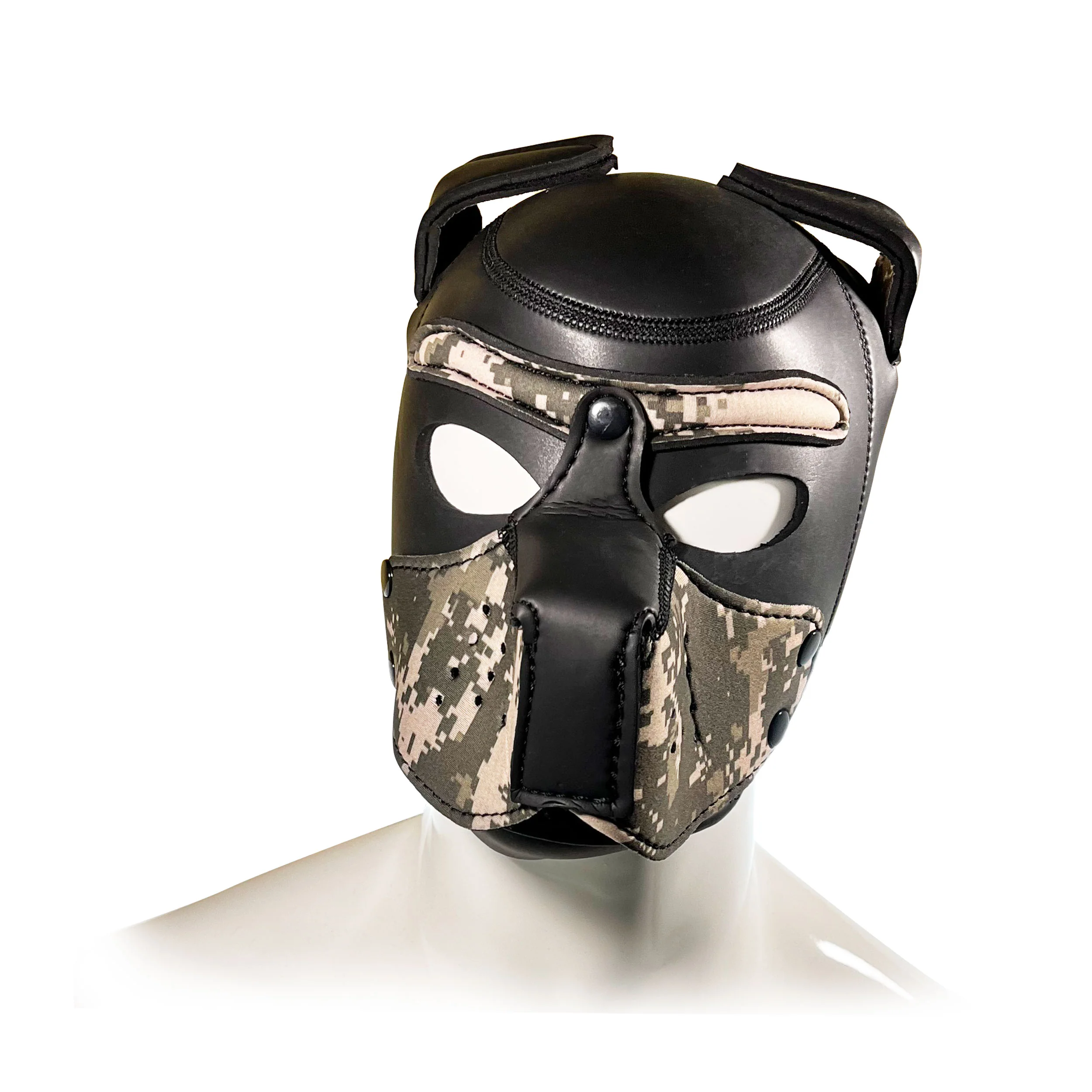 CAMO AND BLACK DOG HOOD L