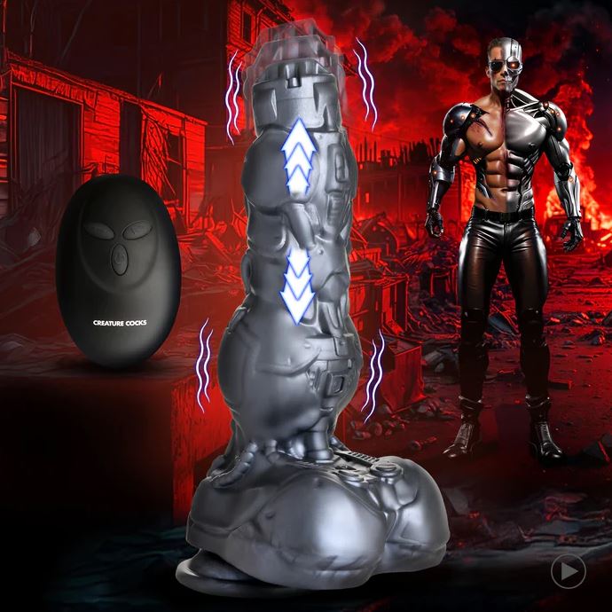 Creature Cocks Cyborg Cock Thrusting & Vibrating Silicone Dildo - Image 4