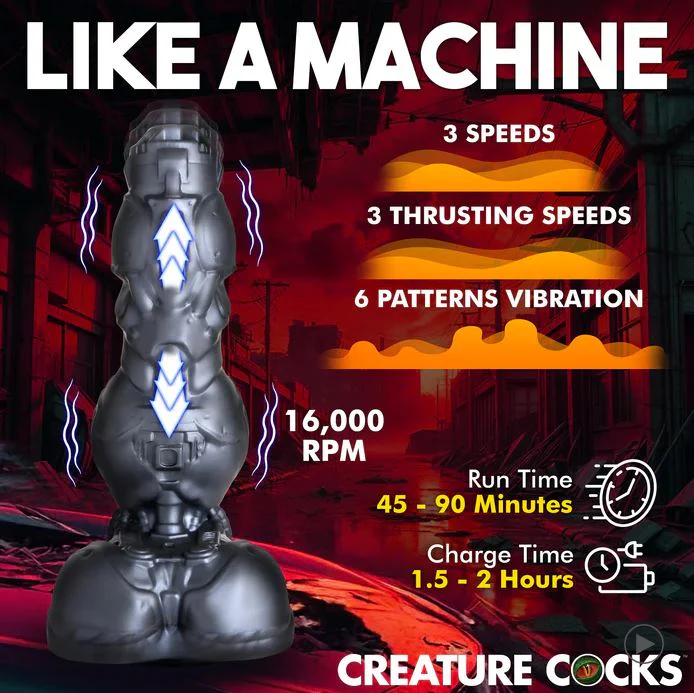 Creature Cocks Cyborg Cock Thrusting & Vibrating Silicone Dildo - Image 5