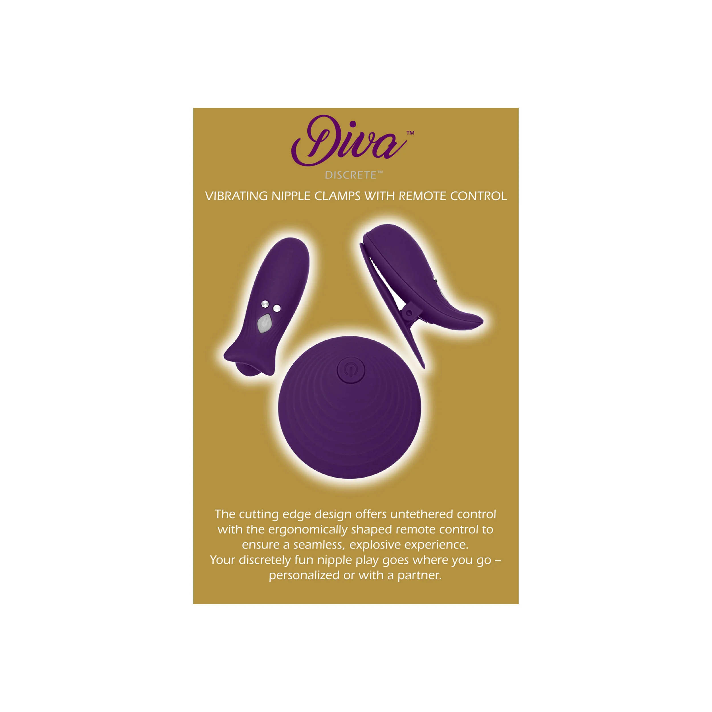 THE DIVA DISCRETE VIBRATING NIPPLE CLAMPS WITH REMOTE - PURPLE - Image 3