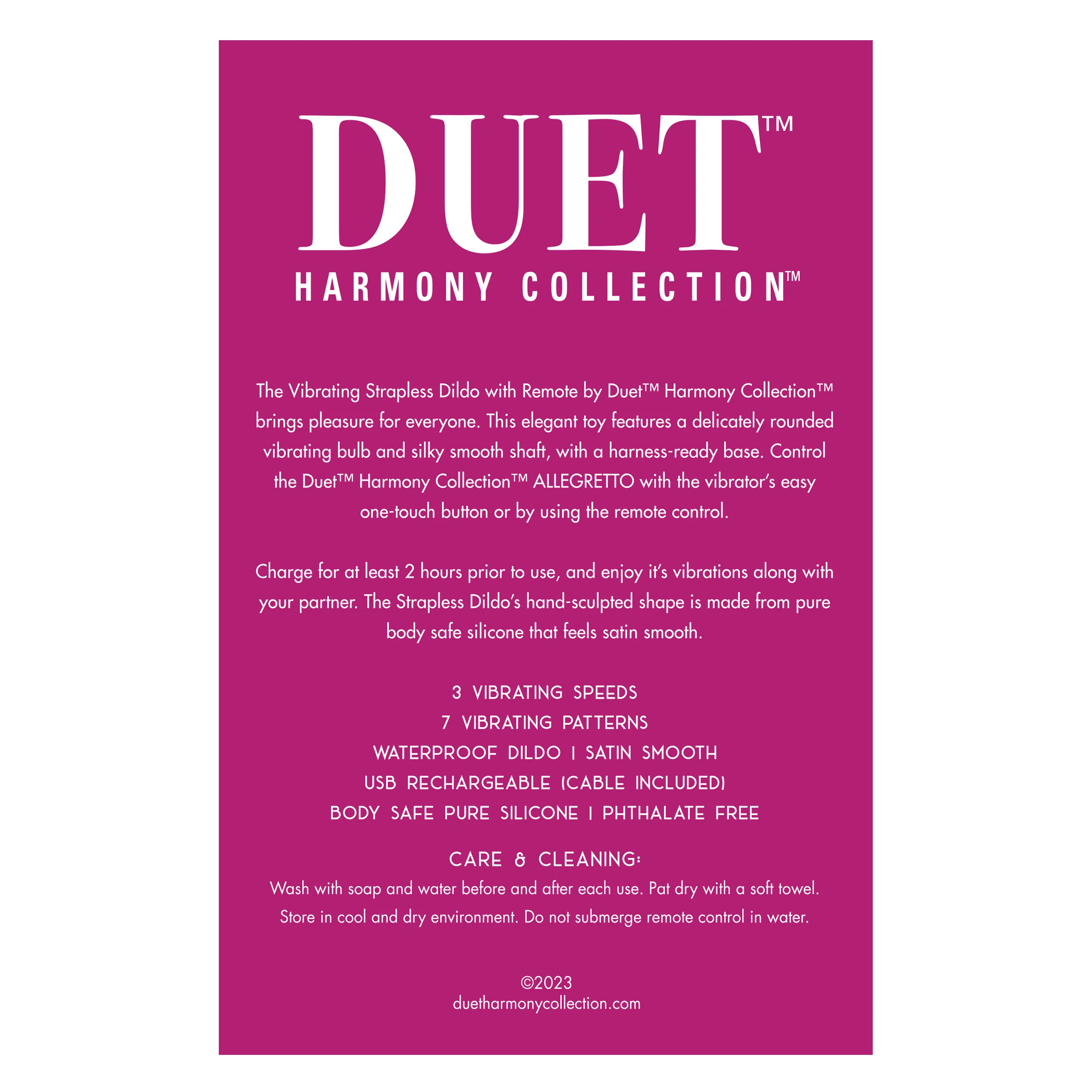 THE DUET ALLEGRETTO REMOTE CONTROLLED VIBRATING HARNESS READY DILDO - Image 3