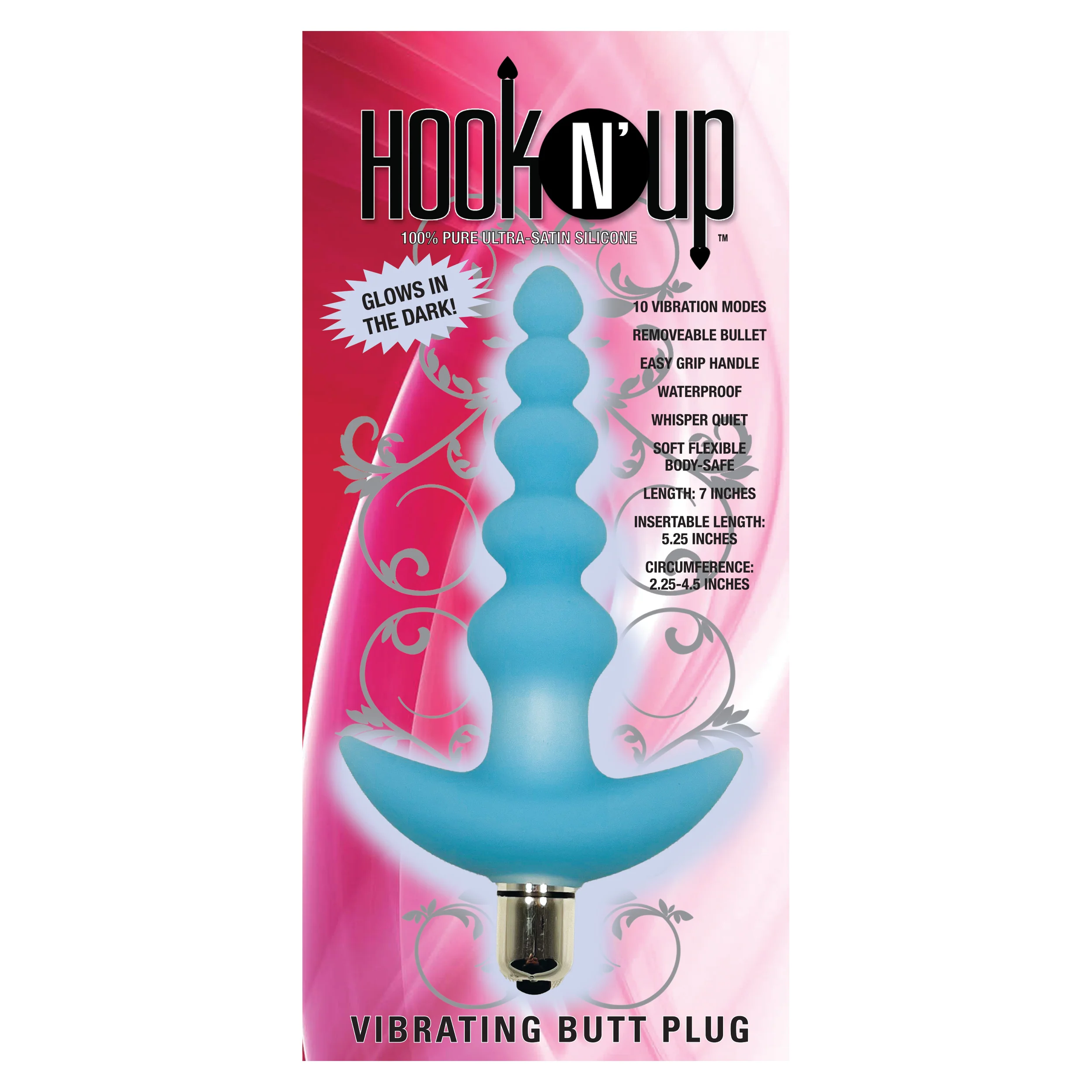 Hook N' Up Blue Glow-in-the-Dark Butt Plug - Image 4