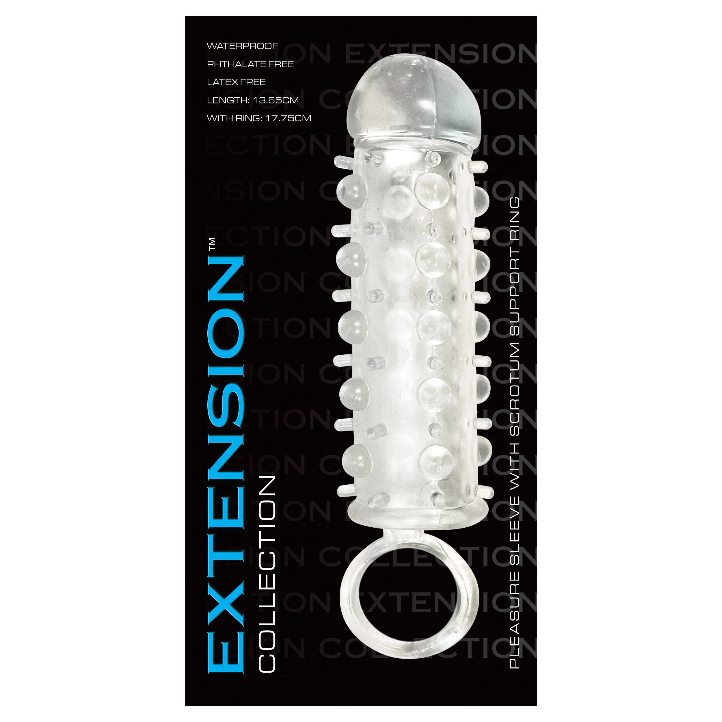 Extension Collection Pleasure Sleeve with Scrotum Support Ring - Clear - Image 8