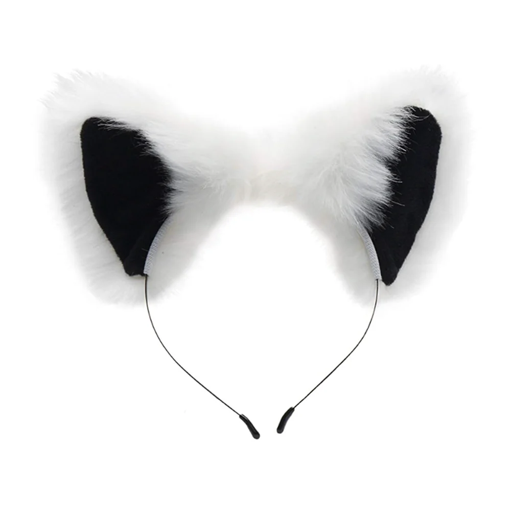FAUX WHITE AND BLACK FOX TAIL WITH EARS ANAL PLUG SET - Image 3