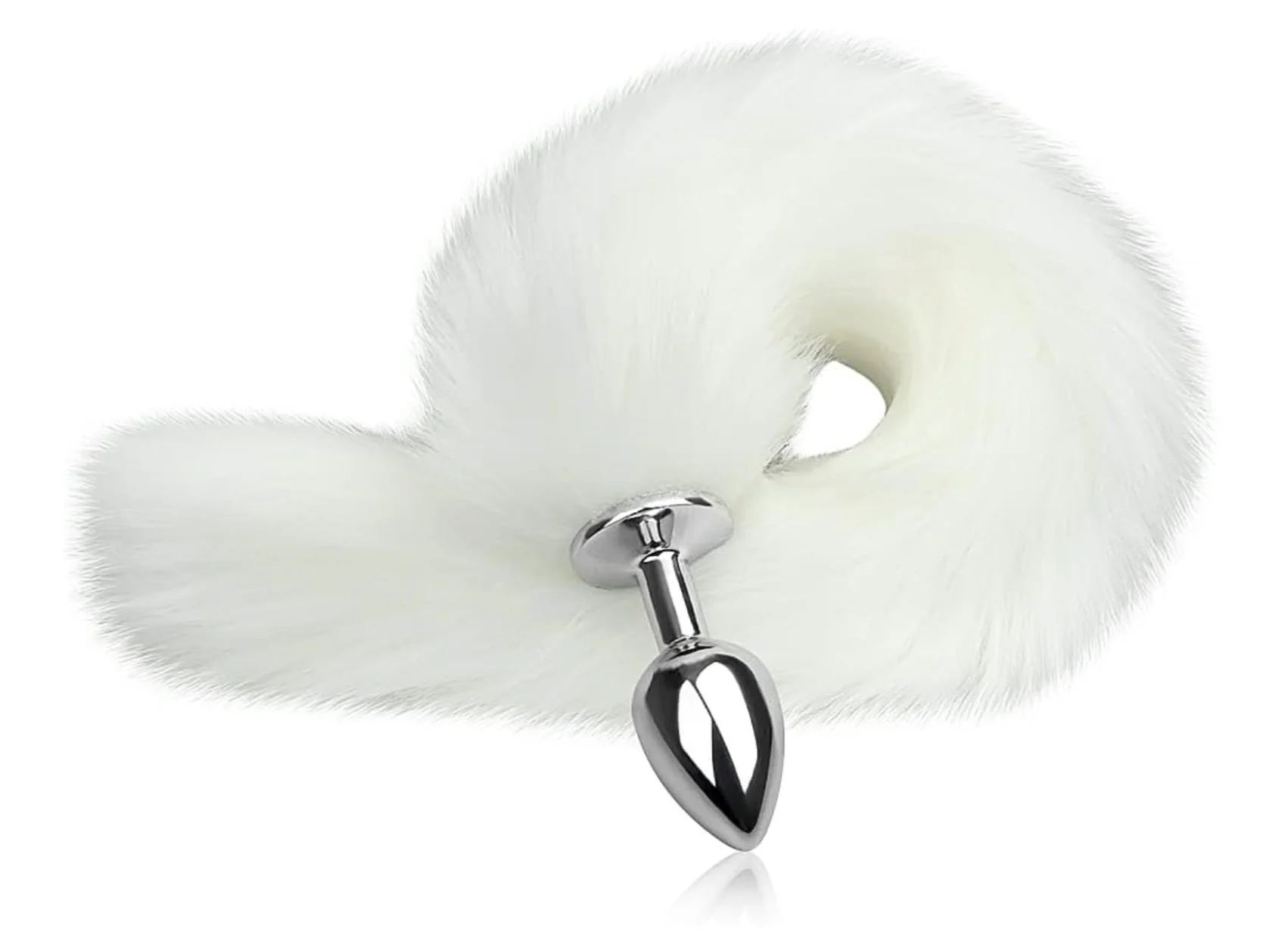 FAUX WHITE FOX TAIL WITH EARS ANAL PLUG SET - Image 2