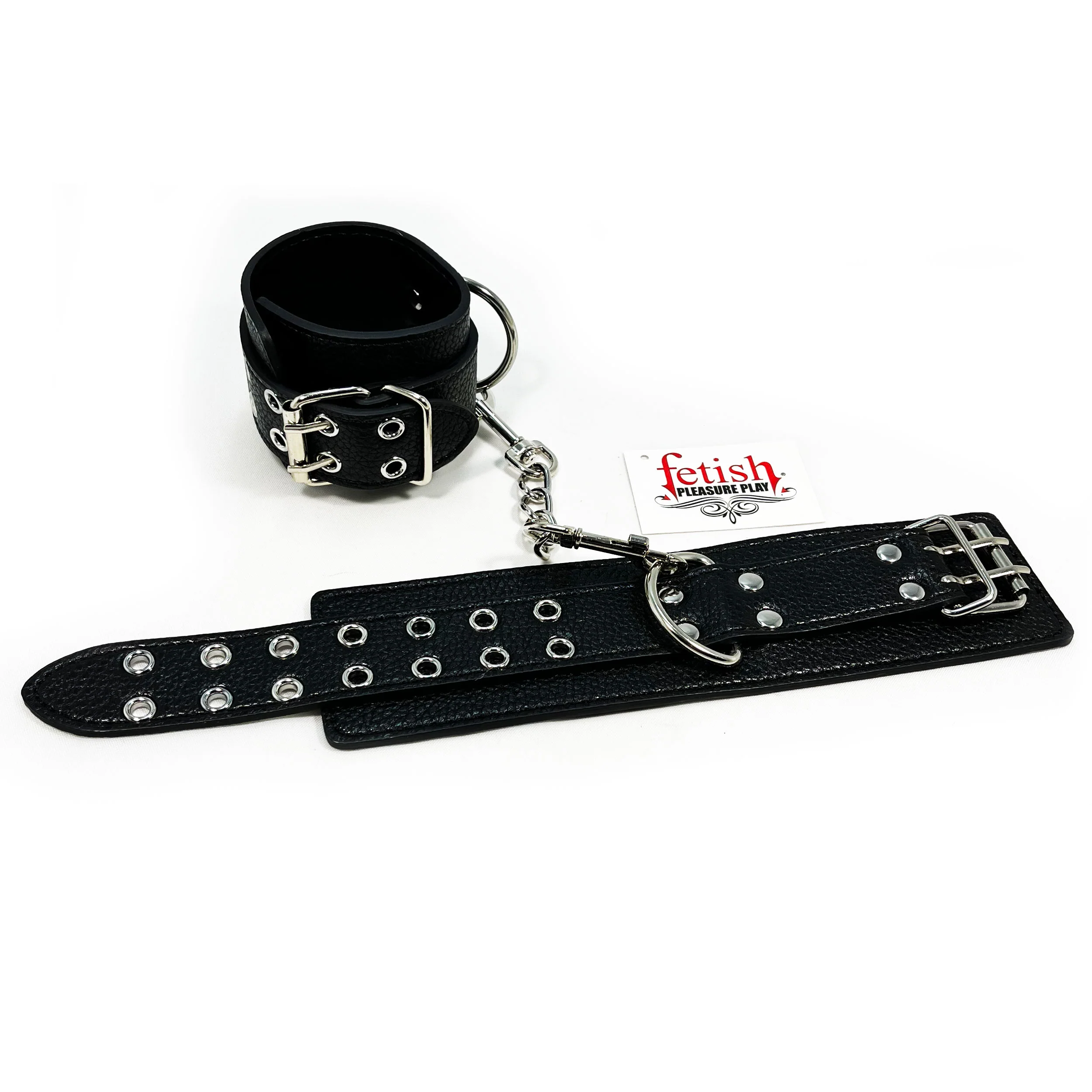 Fetish Pleasure Play Black Wrist Cuffs - Image 2