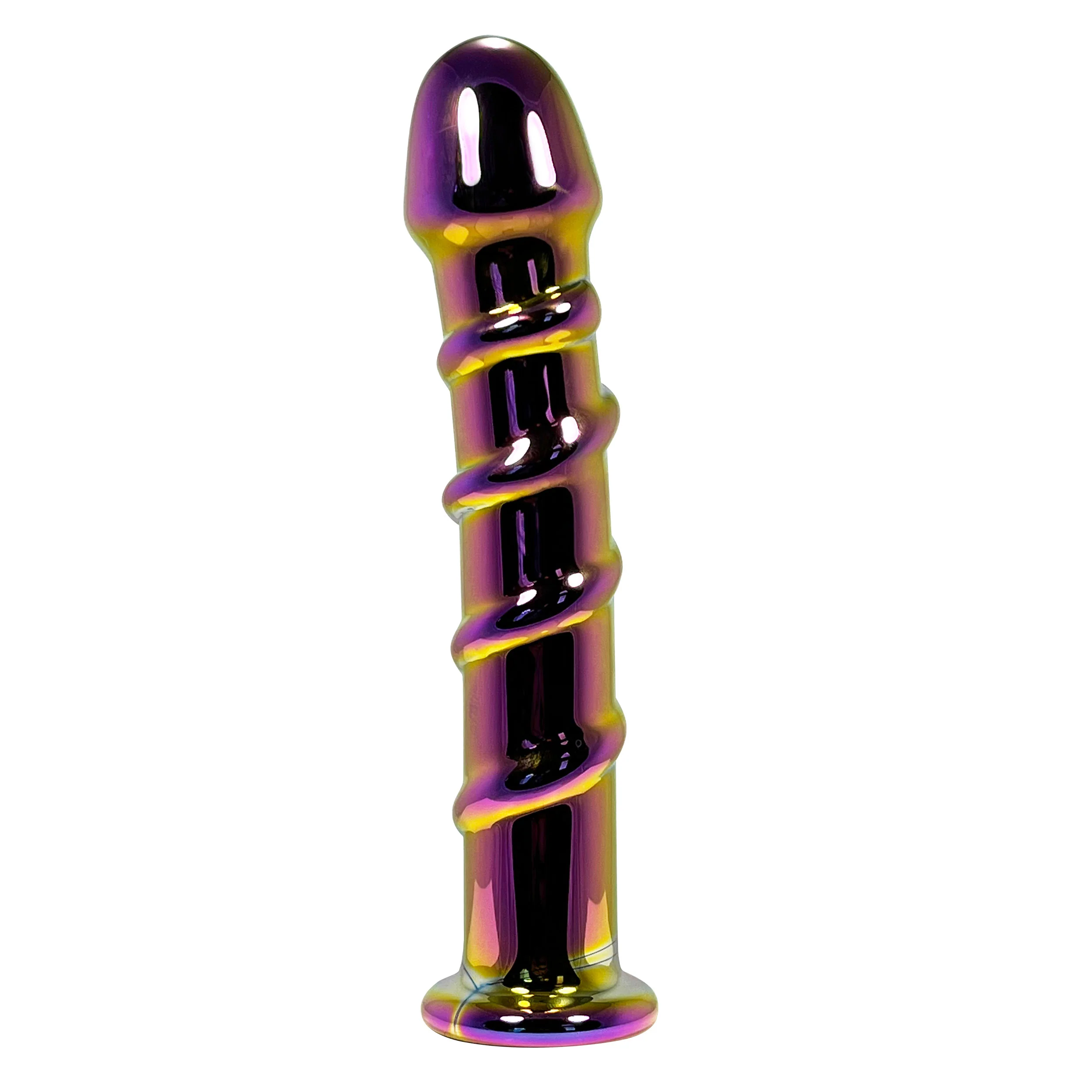 Fetish Pleasure Play Iridescent Glass Ribbed Dildo - Image 2