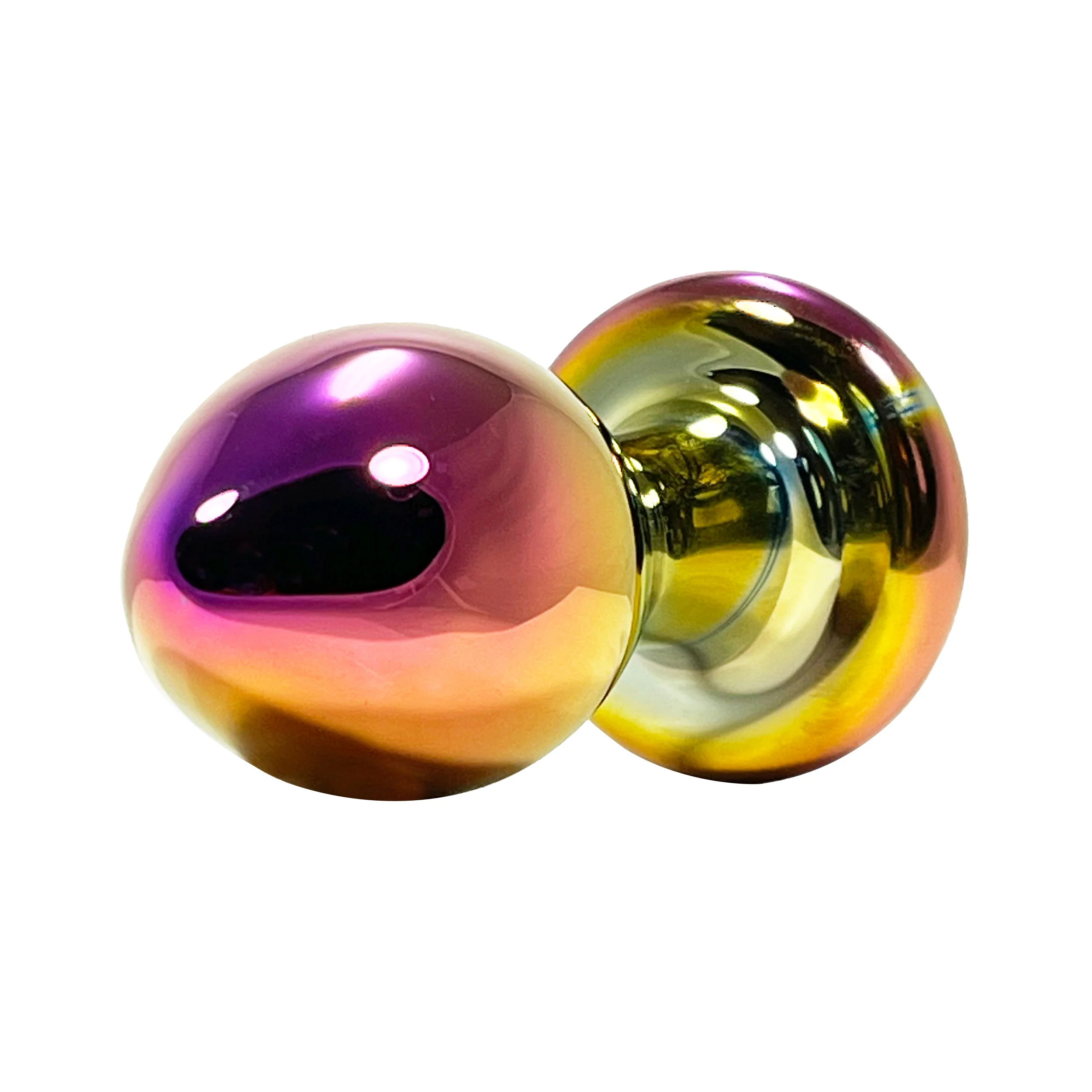 Fetish Pleasure Play Medium Glass Iridescent Butt Plug - Image 2