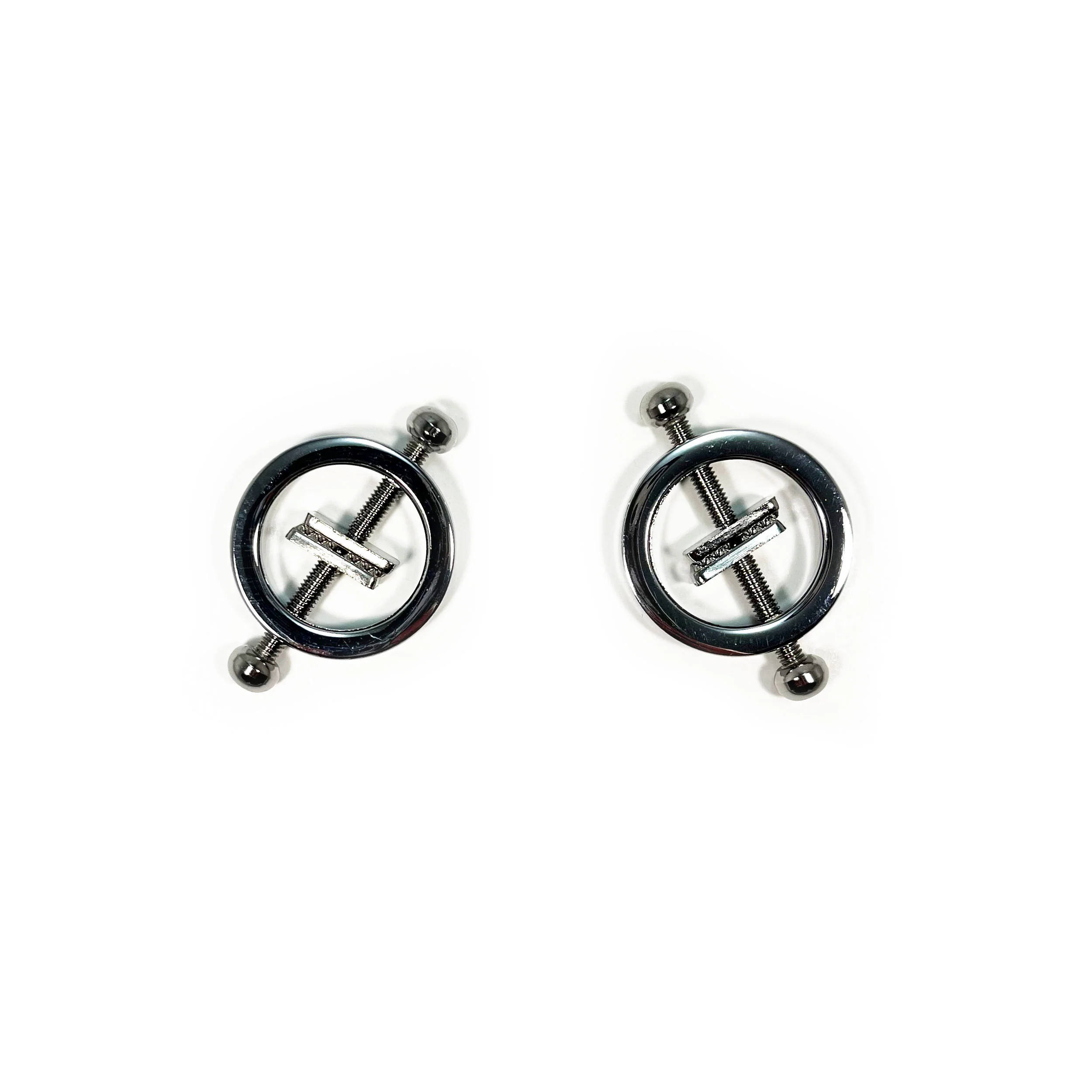 Fetish Pleasure Play Nipple Twist Clamp Circle Shaped - Silver - Image 3