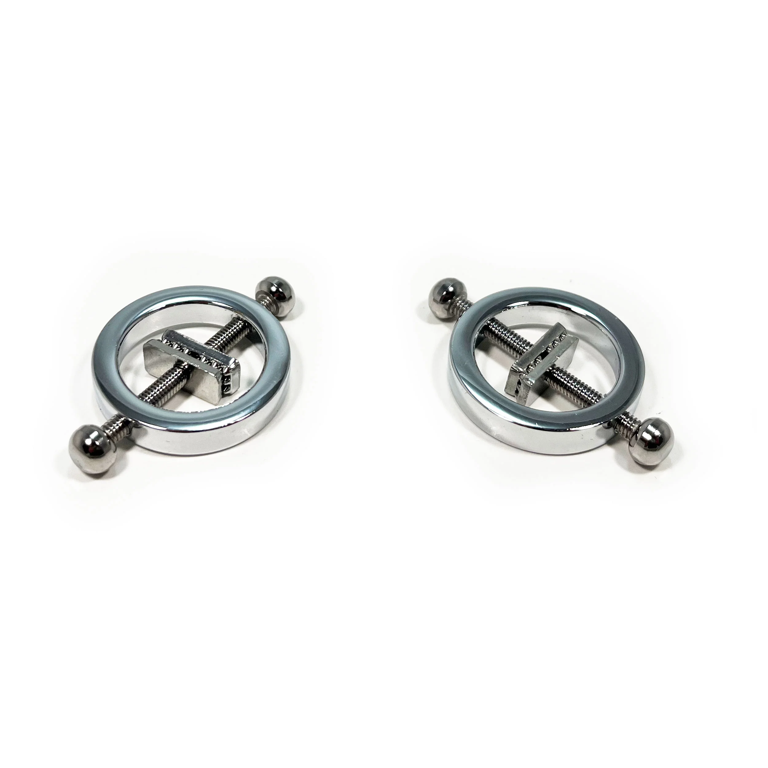 Fetish Pleasure Play Nipple Twist Clamp Circle Shaped - Silver - Image 5