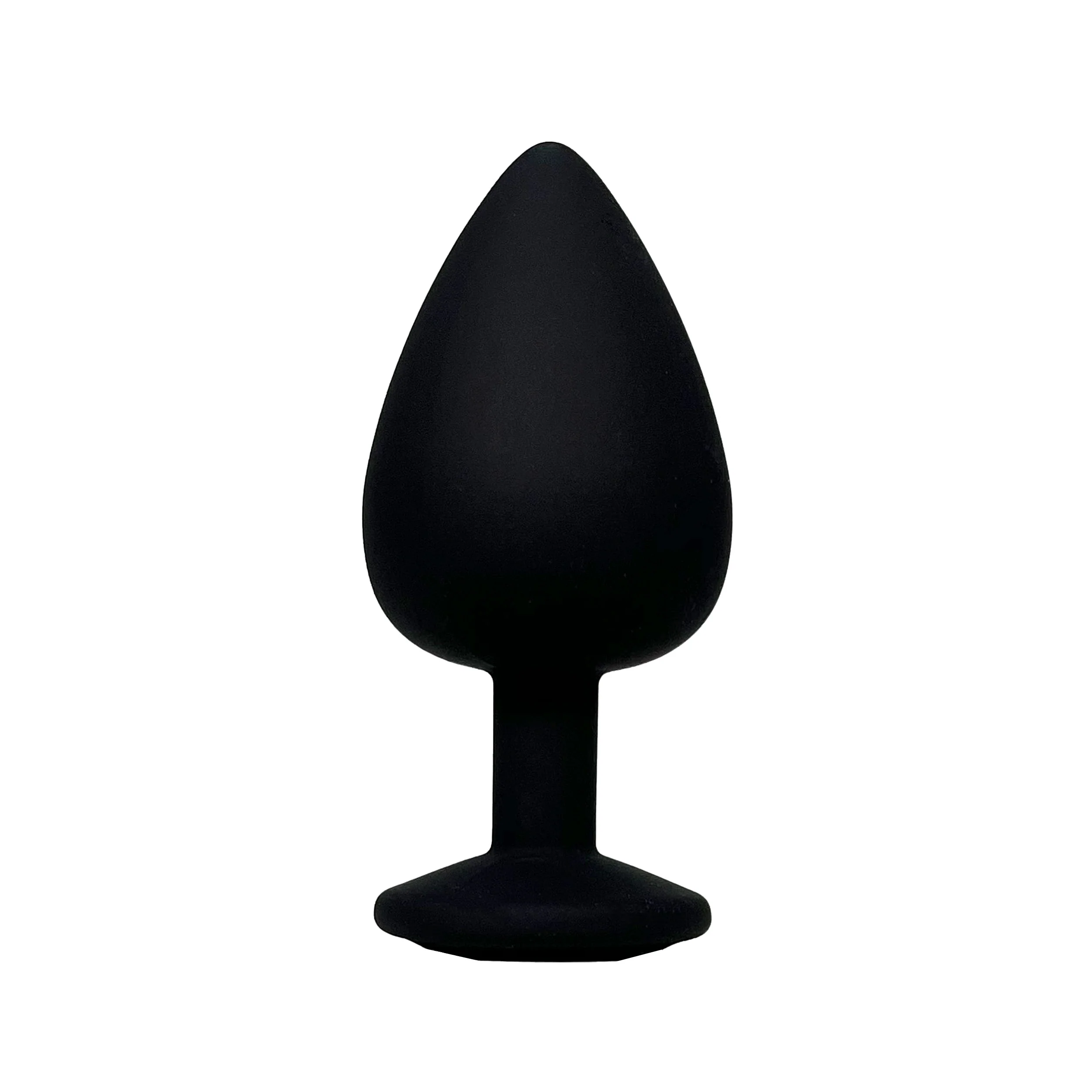 FETISH PLEASURE PLAY SILICONE BLACK ANAL PLUG WITH BLUE JEWELED BASE - Large - Image 2