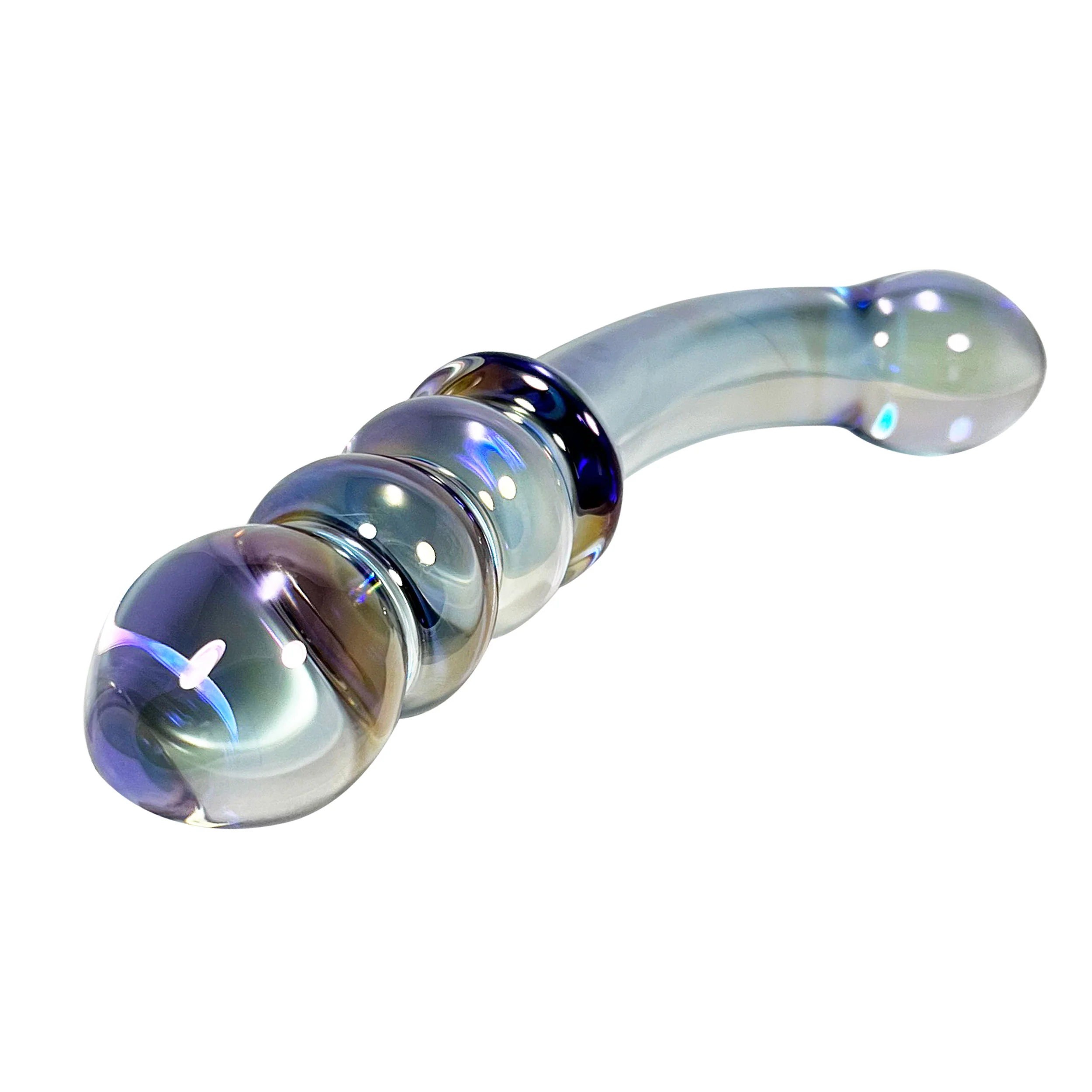 Fetish Pleasure Play Smokey Glass Iridescent Bulbed Wand - Image 2