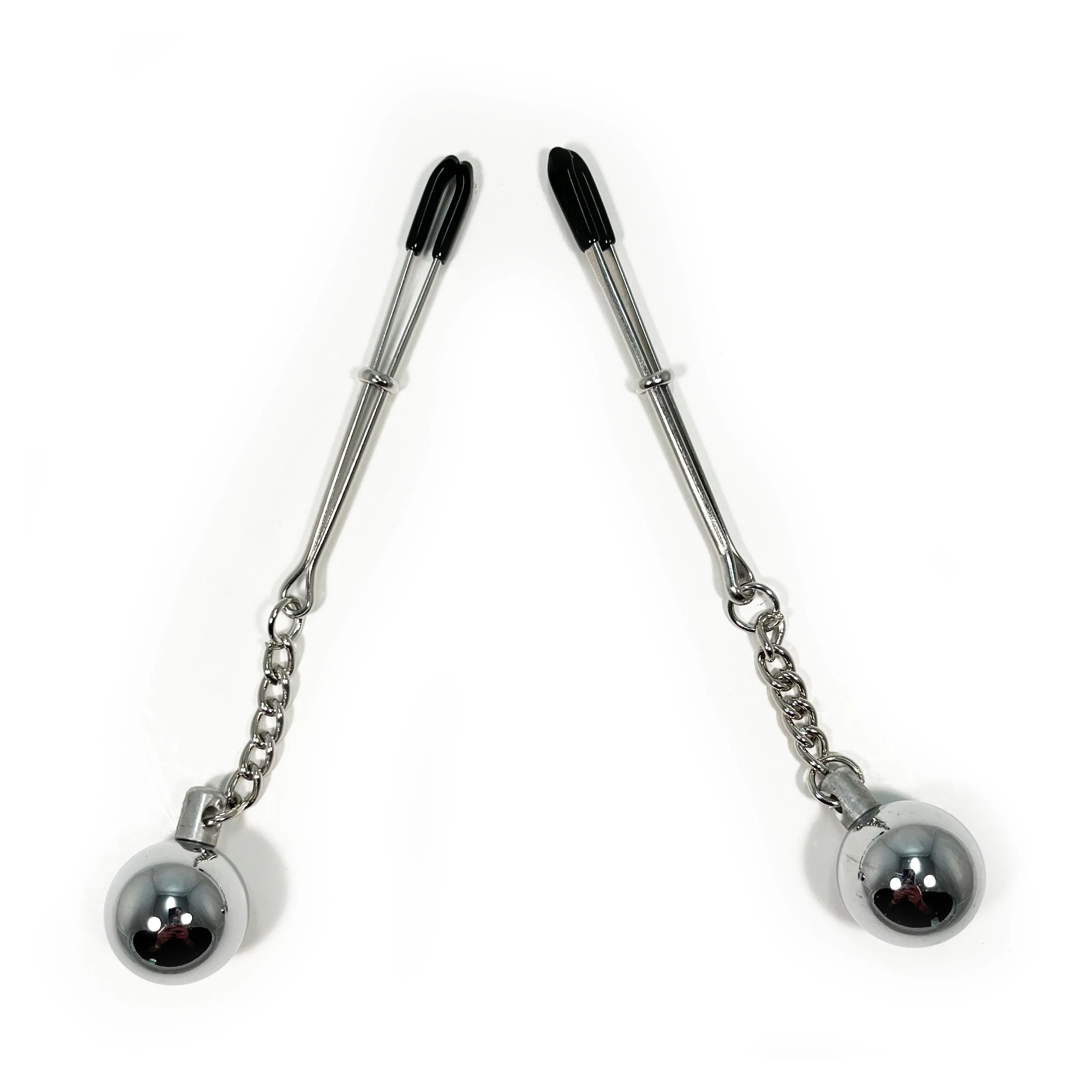 Fetish Pleasure Play Tweezer Nipple Clamp w/Bell - Silver - Image 2