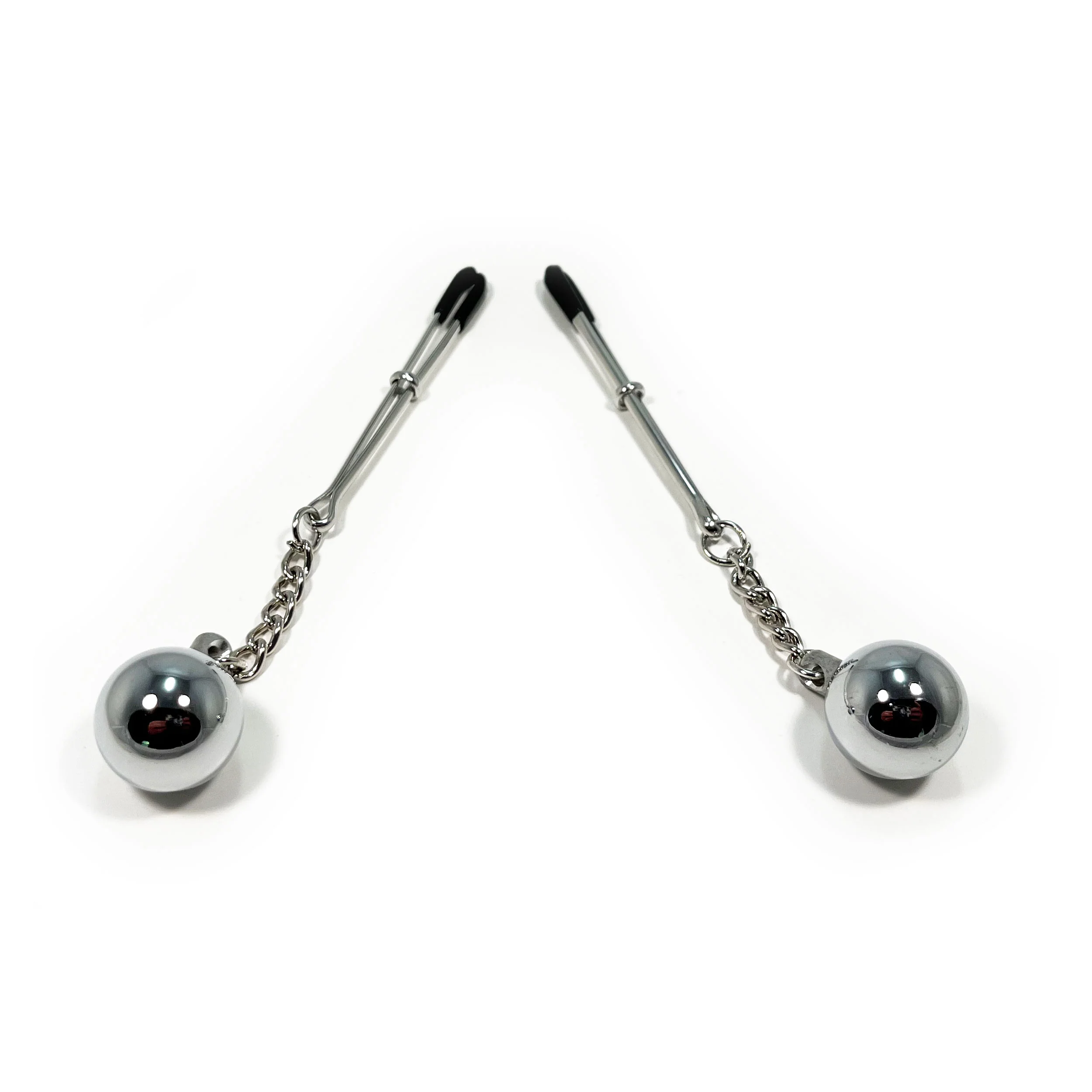 Fetish Pleasure Play Tweezer Nipple Clamp w/Bell - Silver - Image 4