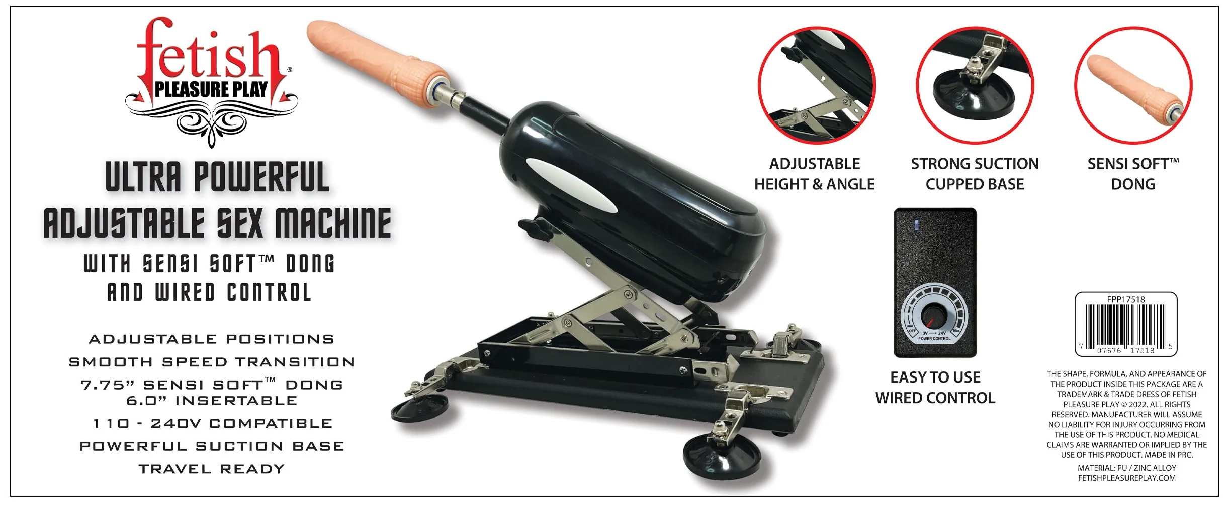 Fetish Pleasure Play Ultra Powerful Adjustable Travel Sex Machine - Image 2