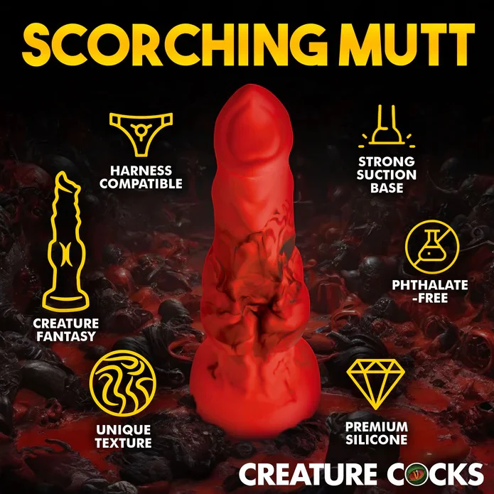 FIRE HOUND RED SILICONE DILDO - MEDIUM - Image 6