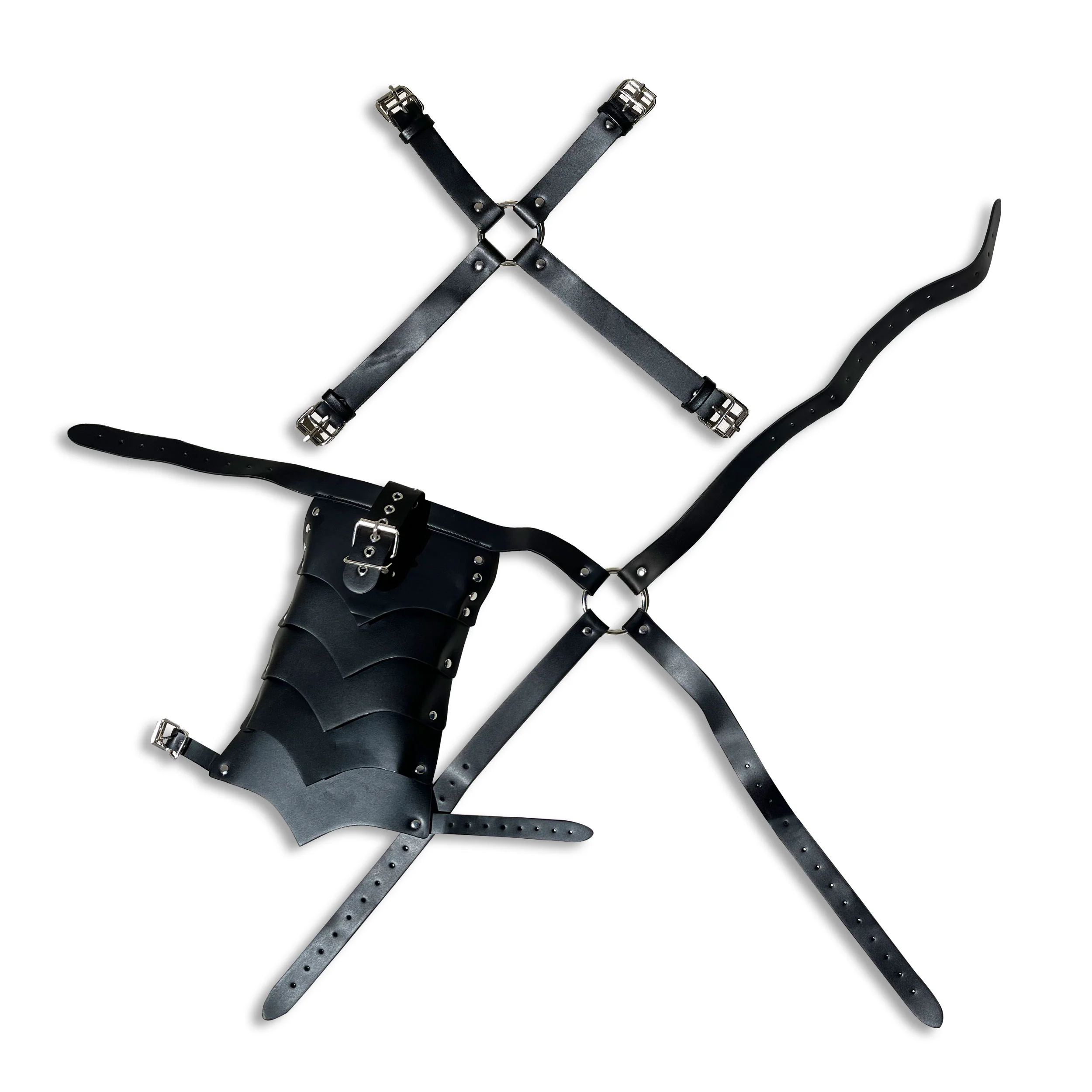 Single Shoulder Articulated Armor and Body Harness by Fetish Pleasure Play