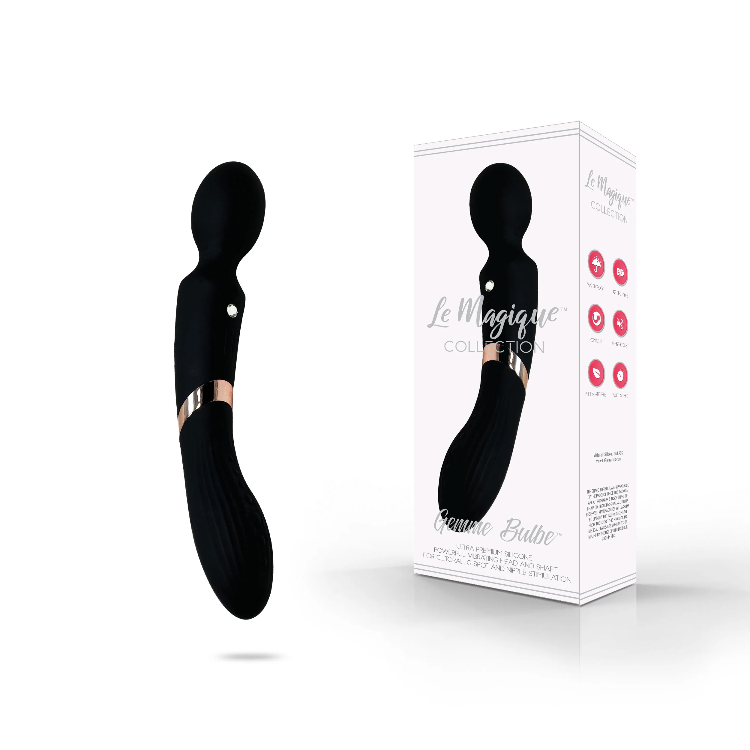 THE LE MAGIQUE COLLECTION GEMME BULBE DUAL ACTION VIBRATOR - BLACK - Image 5