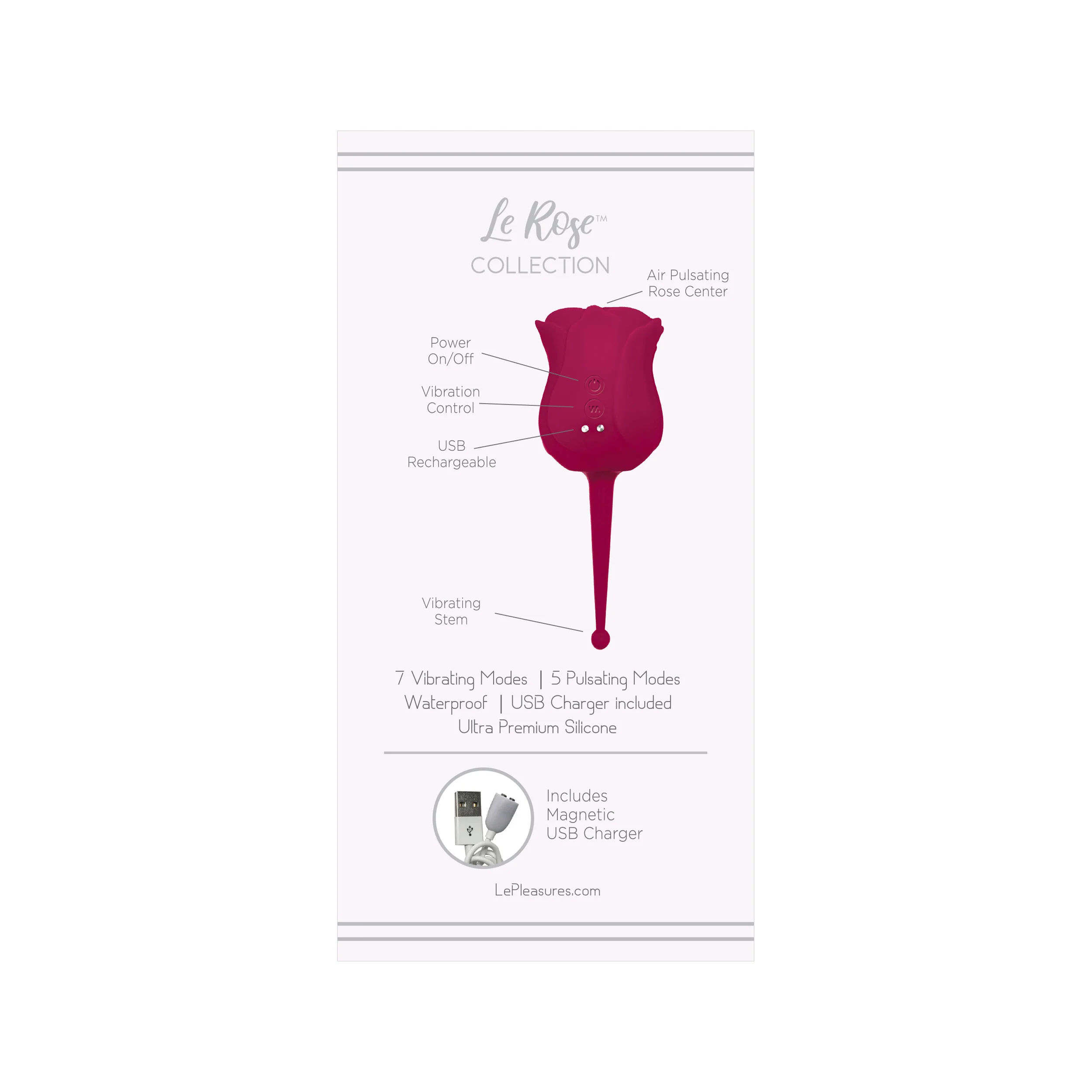 THE LE ROSE COLLECTION STIM AIR PULSATION VIBRATING MASSAGER - CERISE - Image 3