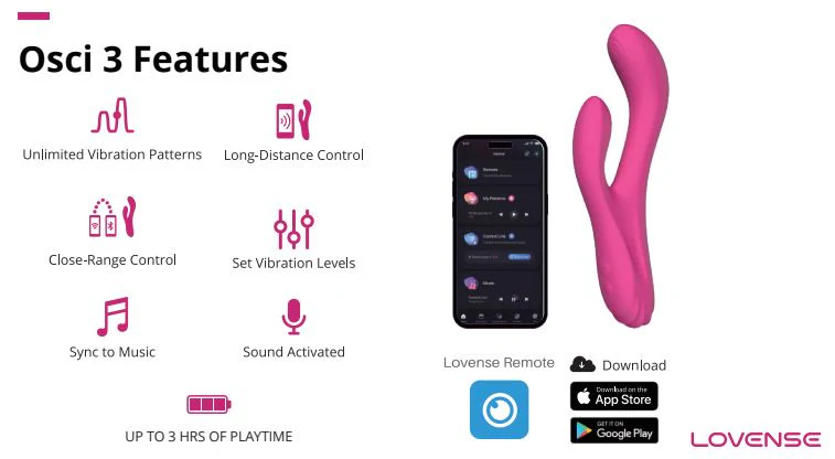 Lovense Osci 3 Remote-controlled Heating Thumper Rabbit Vibrator - Pink - Image 5