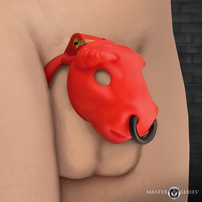 Master Series Bull Chastity Cage in Red - Image 6