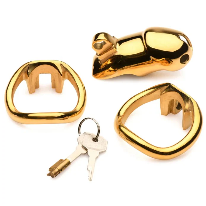 Midas 18K Gold-Plated Locking Chastity Cock Cage - Image 3