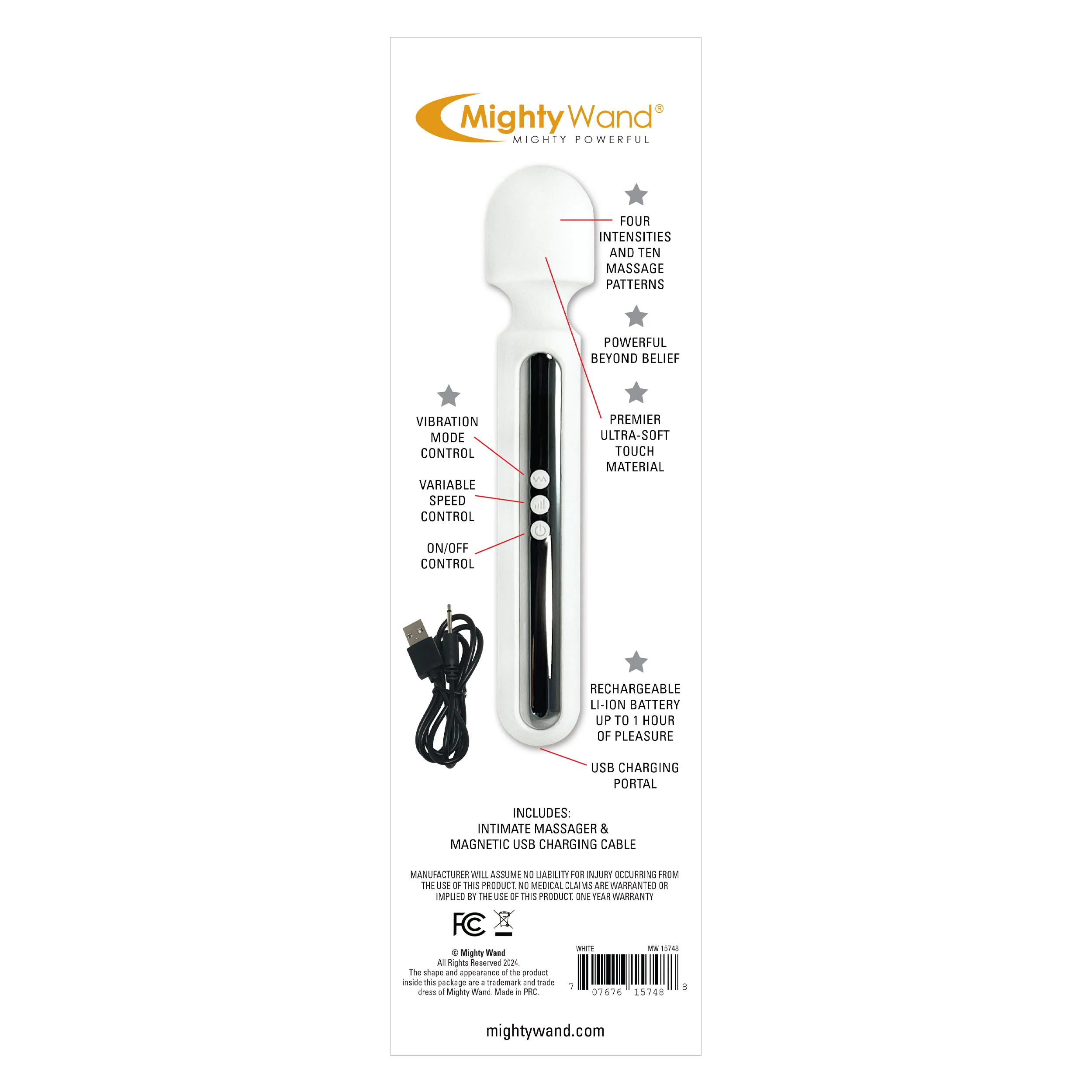 Mighty Wand Cyber Plus Personal Massager Vibrator - White - Image 8