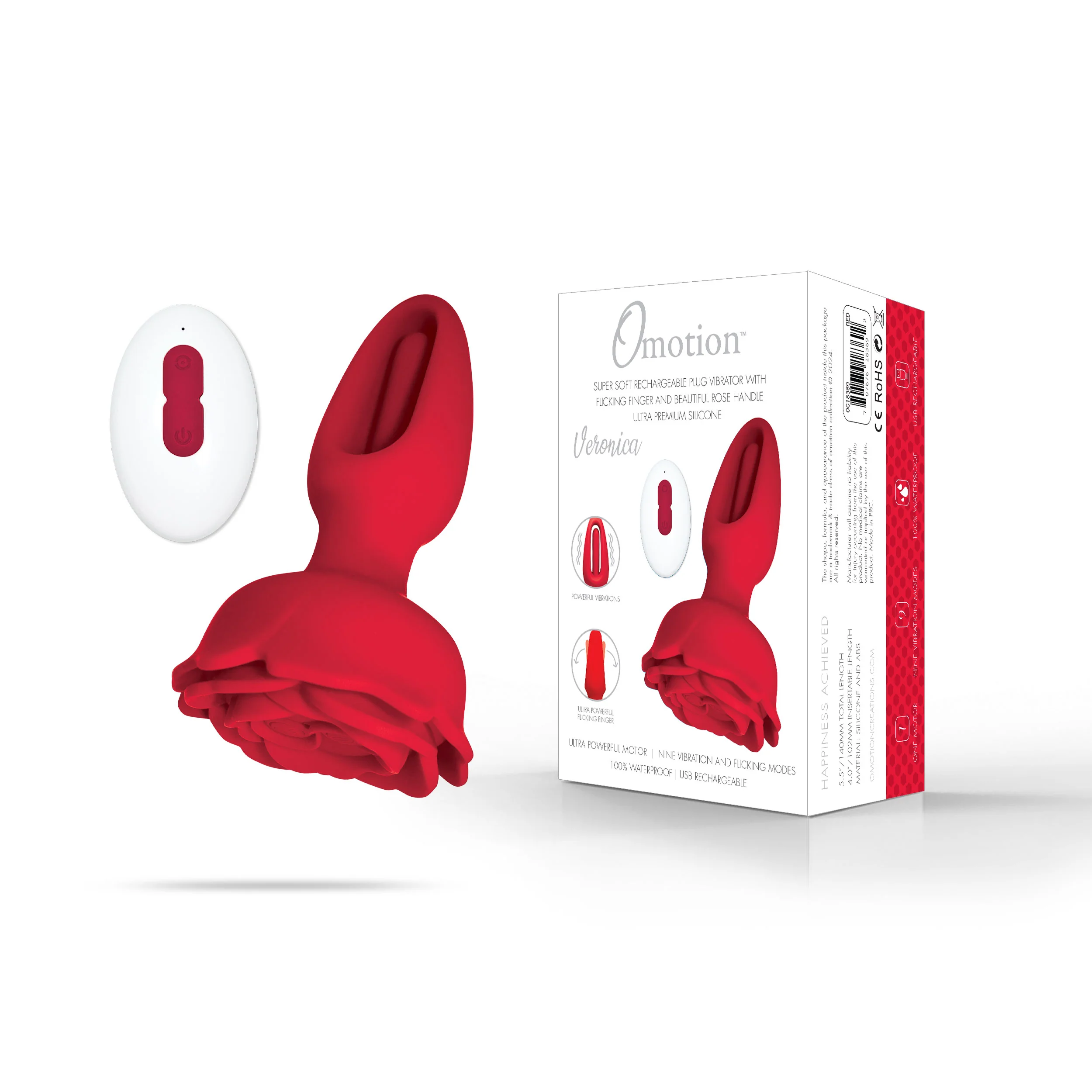 Omotion Veronica Rose Rechargeable Plug Vibrator With Flicking Finger - Image 4