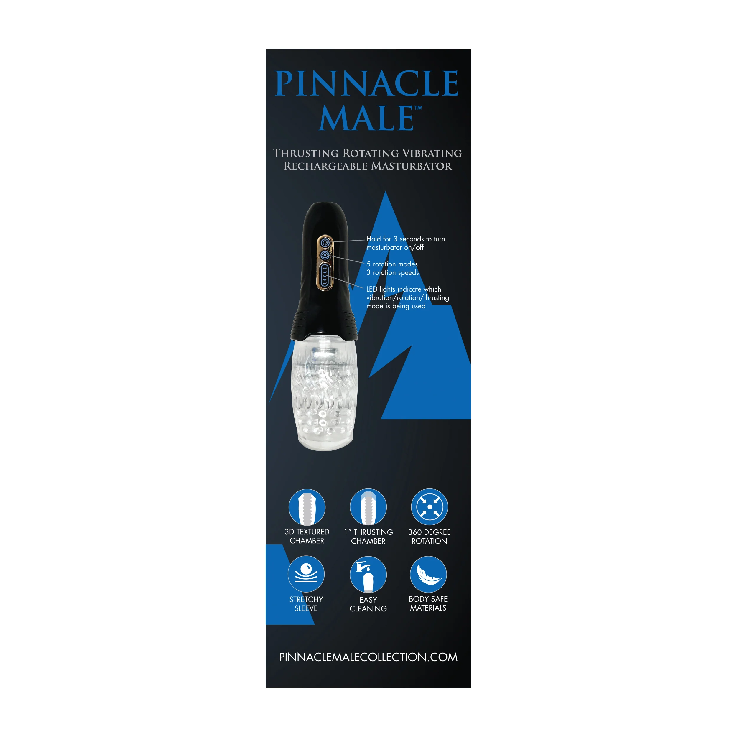 Pinnacle Male Thrusting Rotating Vibrating Rechargeable Masturbator - Image 7