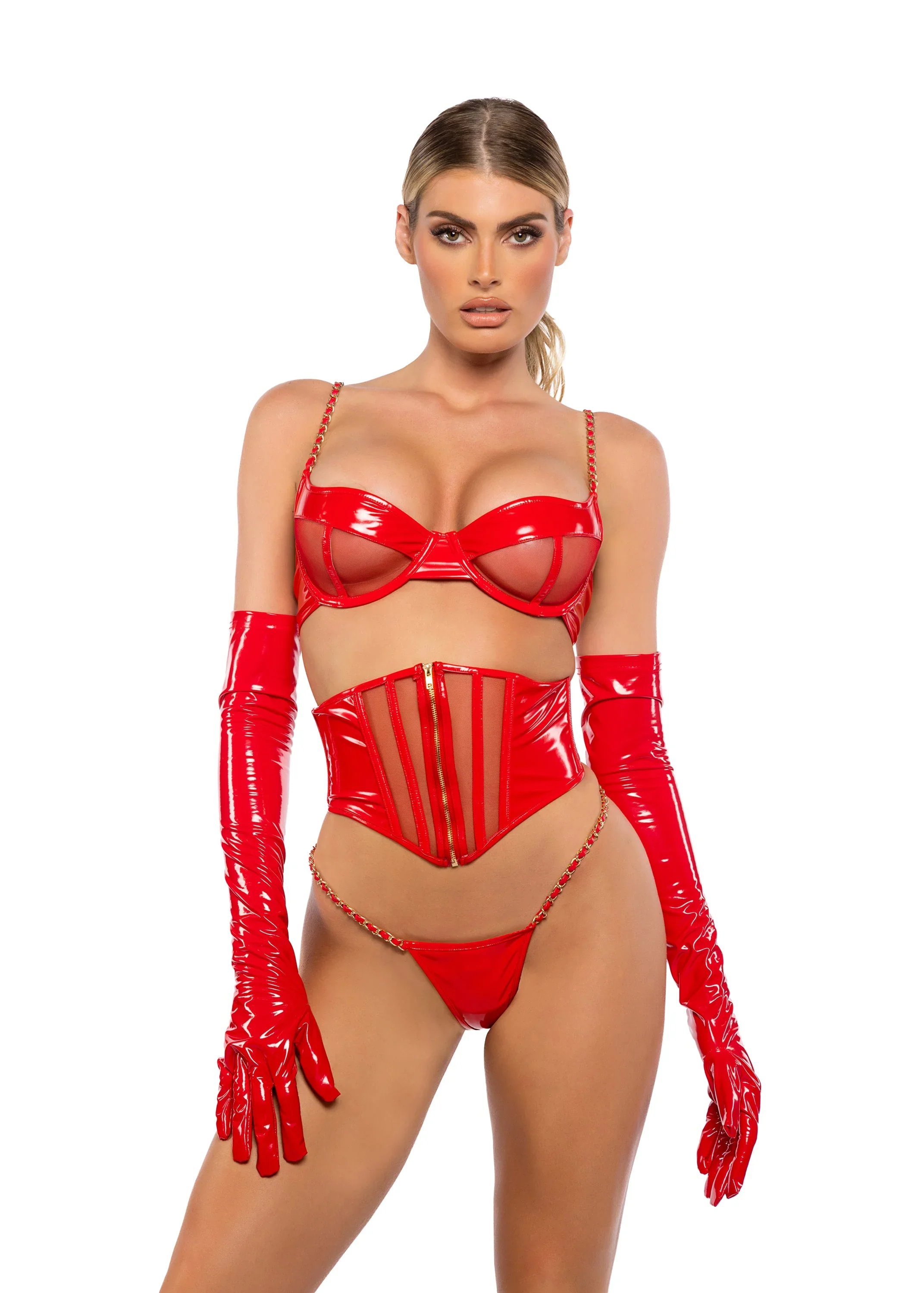 Red Vinyl 3-Piece Cincher Set