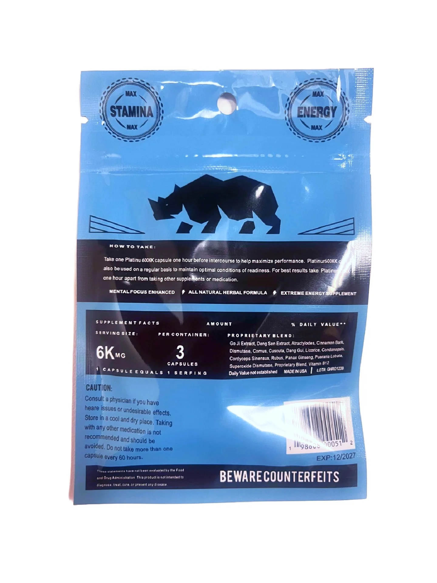 Rhino 69 Triple Blue 6K - 3 Capsules - Image 2