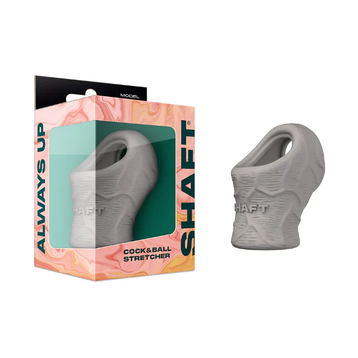 Shaft Liquid Silicone Cock Ring and Ball Stretcher - Model P in Gray