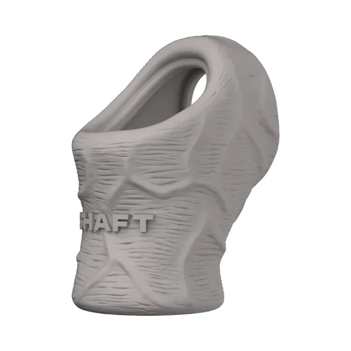 Shaft Liquid Silicone Cock Ring and Ball Stretcher - Model P in Gray - Image 2