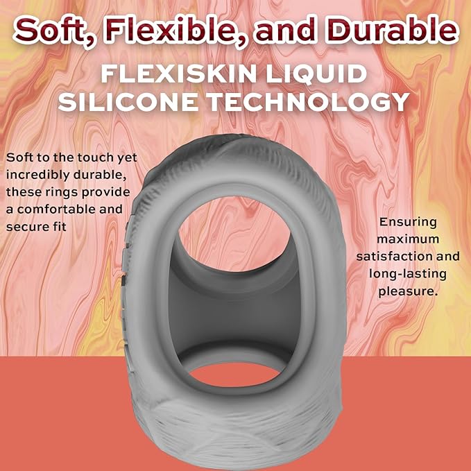 Shaft Liquid Silicone Cock Ring and Ball Stretcher - Model P Short in Gray - Image 12