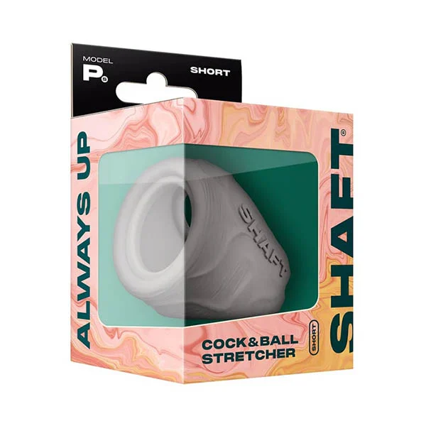 Shaft Liquid Silicone Cock Ring and Ball Stretcher - Model P Short in Gray - Image 3