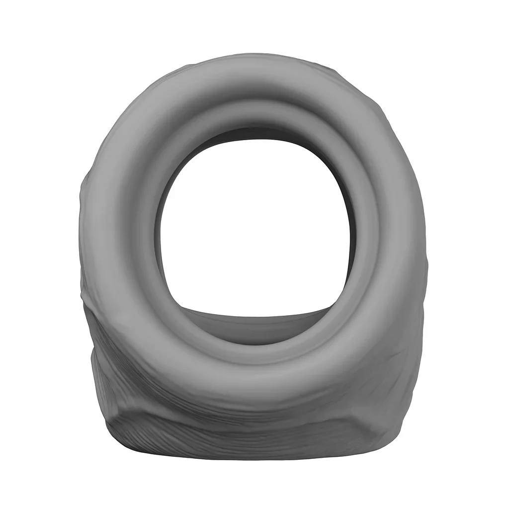 Shaft Liquid Silicone Cock Ring and Ball Stretcher - Model P Short in Gray - Image 6