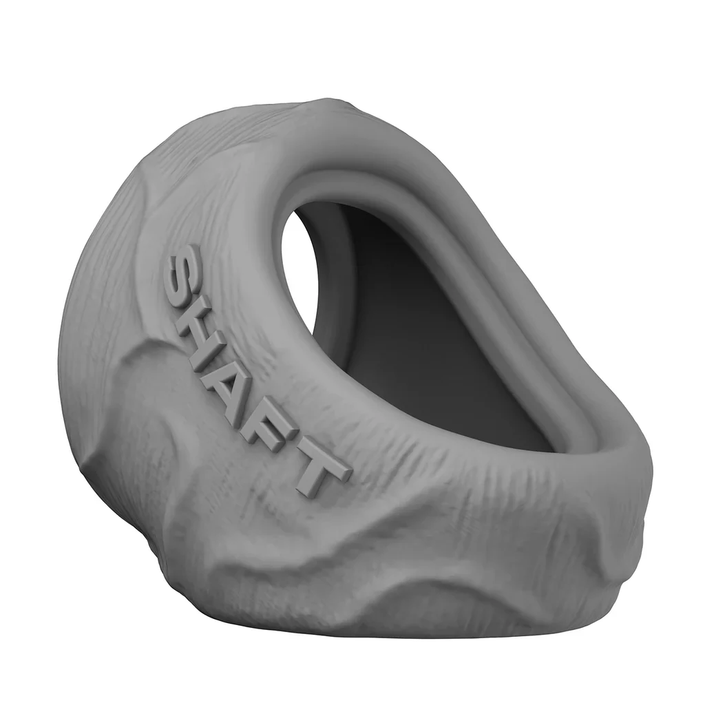 Shaft Liquid Silicone Cock Ring and Ball Stretcher - Model P Short in Gray - Image 7