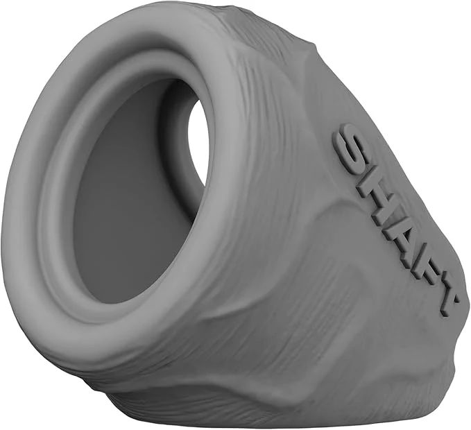 Shaft Liquid Silicone Cock Ring and Ball Stretcher - Model P Short in Gray - Image 8