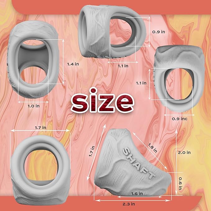 Shaft Liquid Silicone Cock Ring and Ball Stretcher - Model P Short in Gray - Image 9