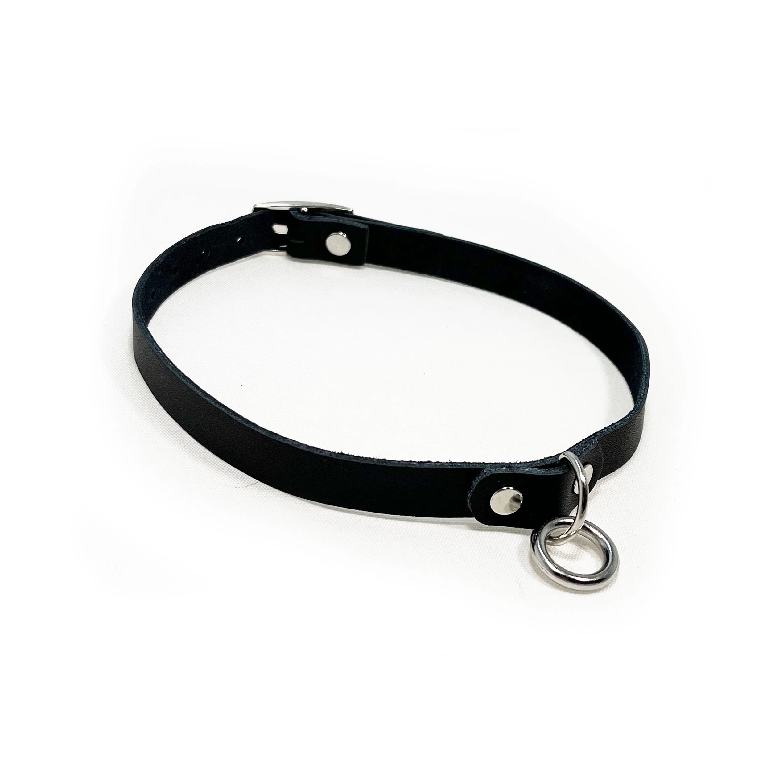 Spank Black Leather Choker - Medium - Image 2