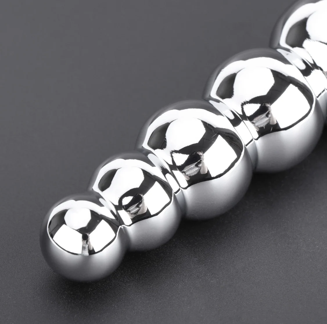 STAINLESS STEEL BEADED ANAL MASSAGING PLUG WITH HANDLE - Image 5