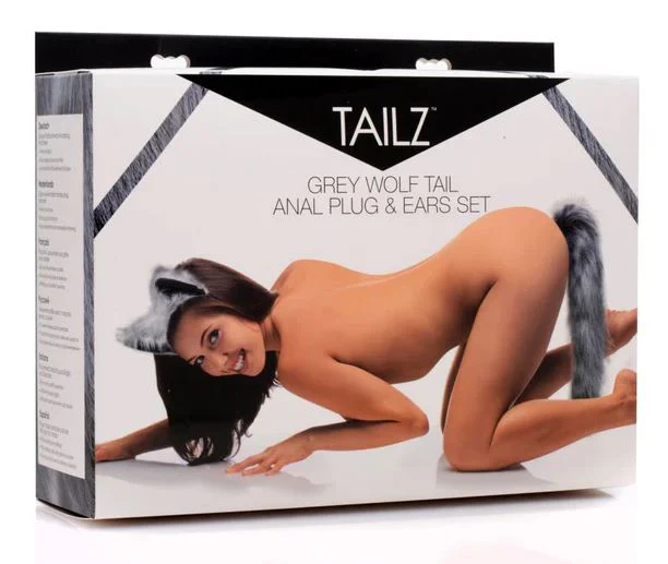 Tailz Grey Wolf Tail Anal Plug And Ears Set - Image 5