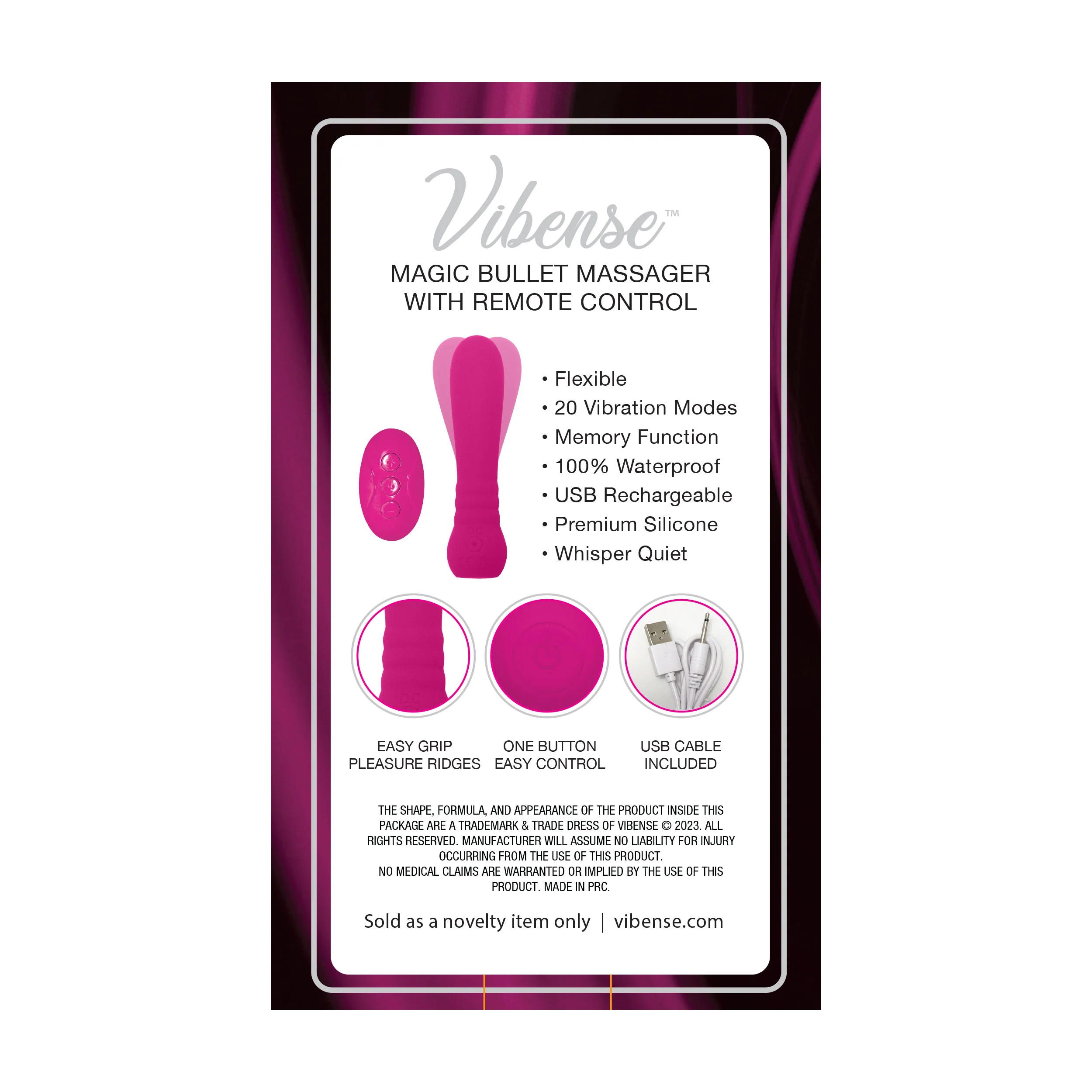 Vibense Bullet Vibrator with Remote Control - Pink - Image 5