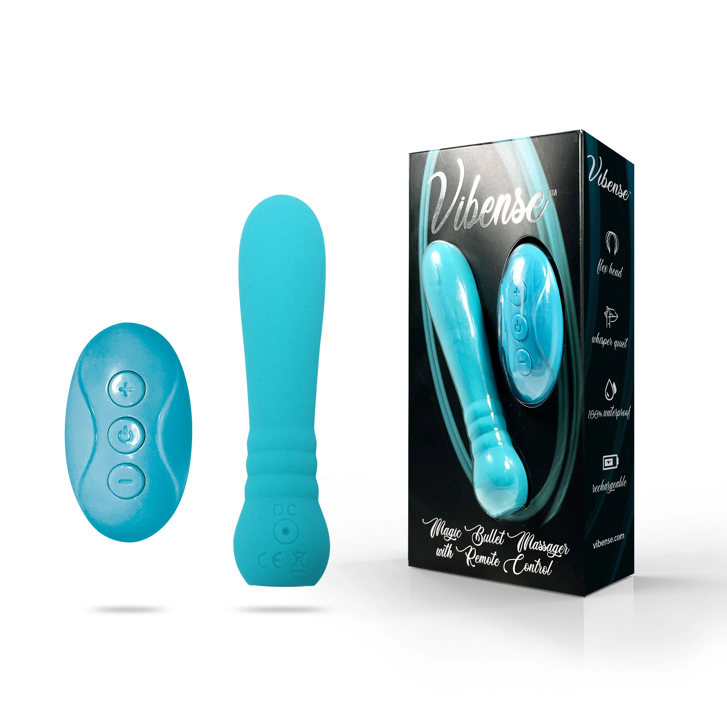 Vibense Bullet Vibrator with Remote Control - Teal - Image 4