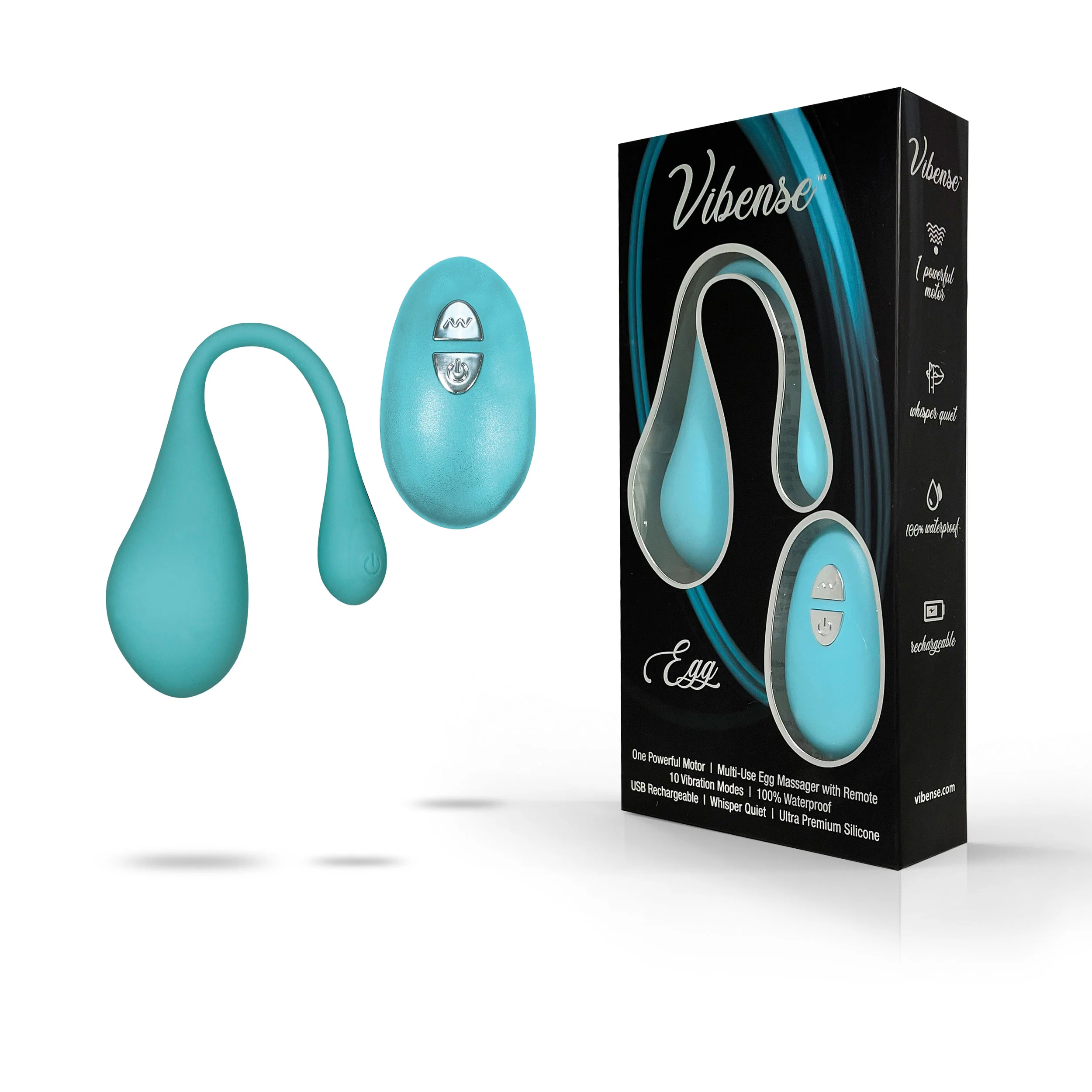THE VIBENSE PLEASURE EGG MASSAGER WITH REMOTE - Teal - Image 2
