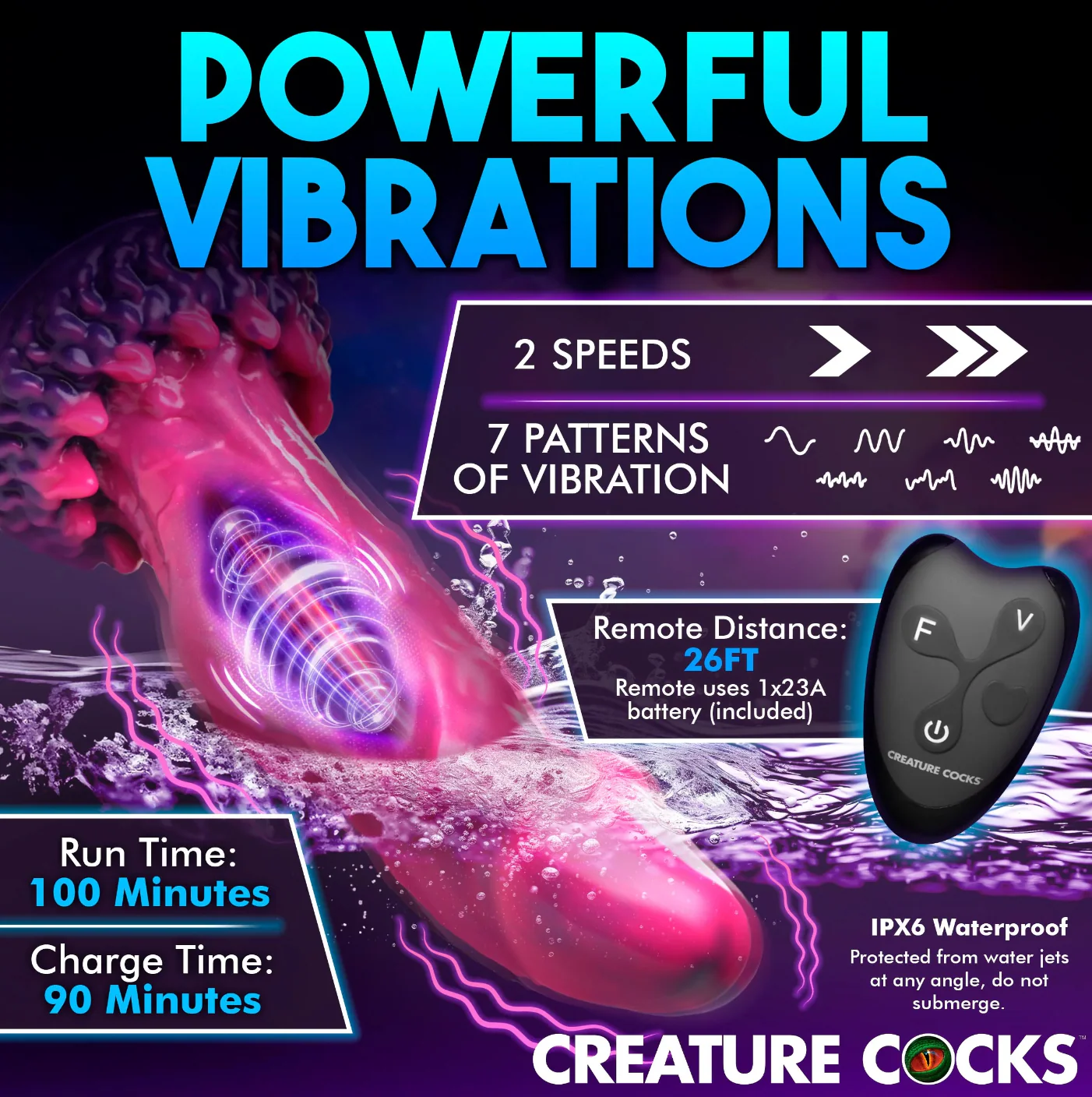 Xenox Vibrating Remote Controlled Dildo by Creature Cocks - Image 11