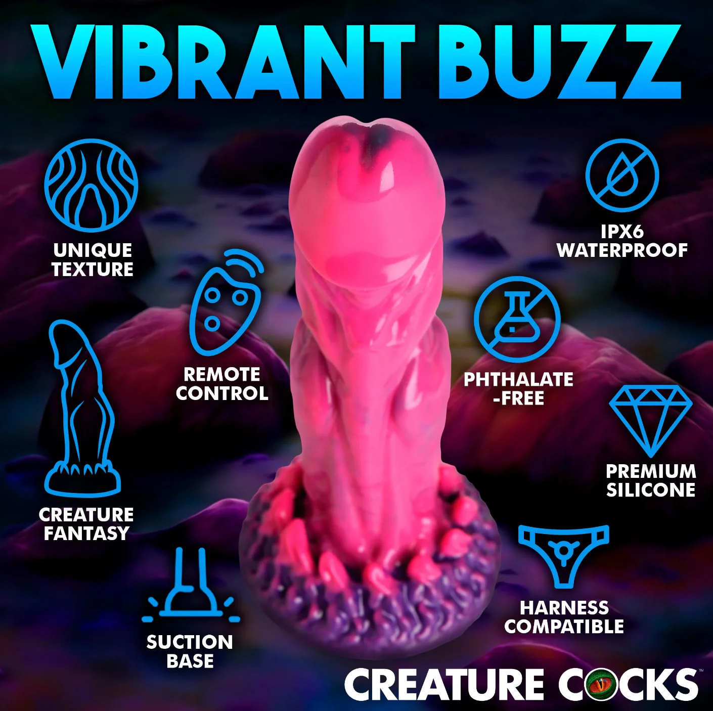 Xenox Vibrating Remote Controlled Dildo by Creature Cocks - Image 8